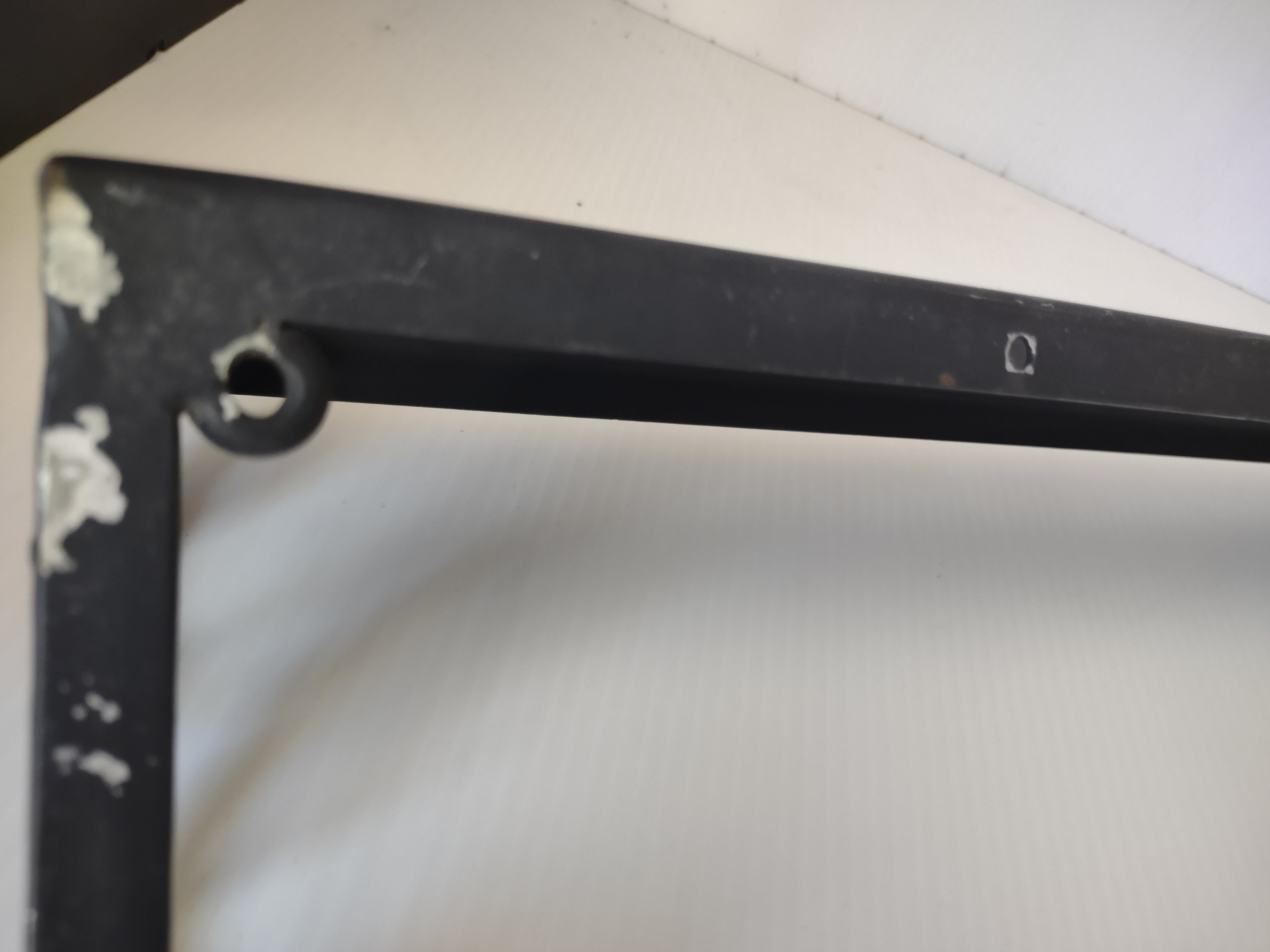Vintage Black Wrought Iron Wall Shelf Scrollwork Brackets 24x5 [6541]