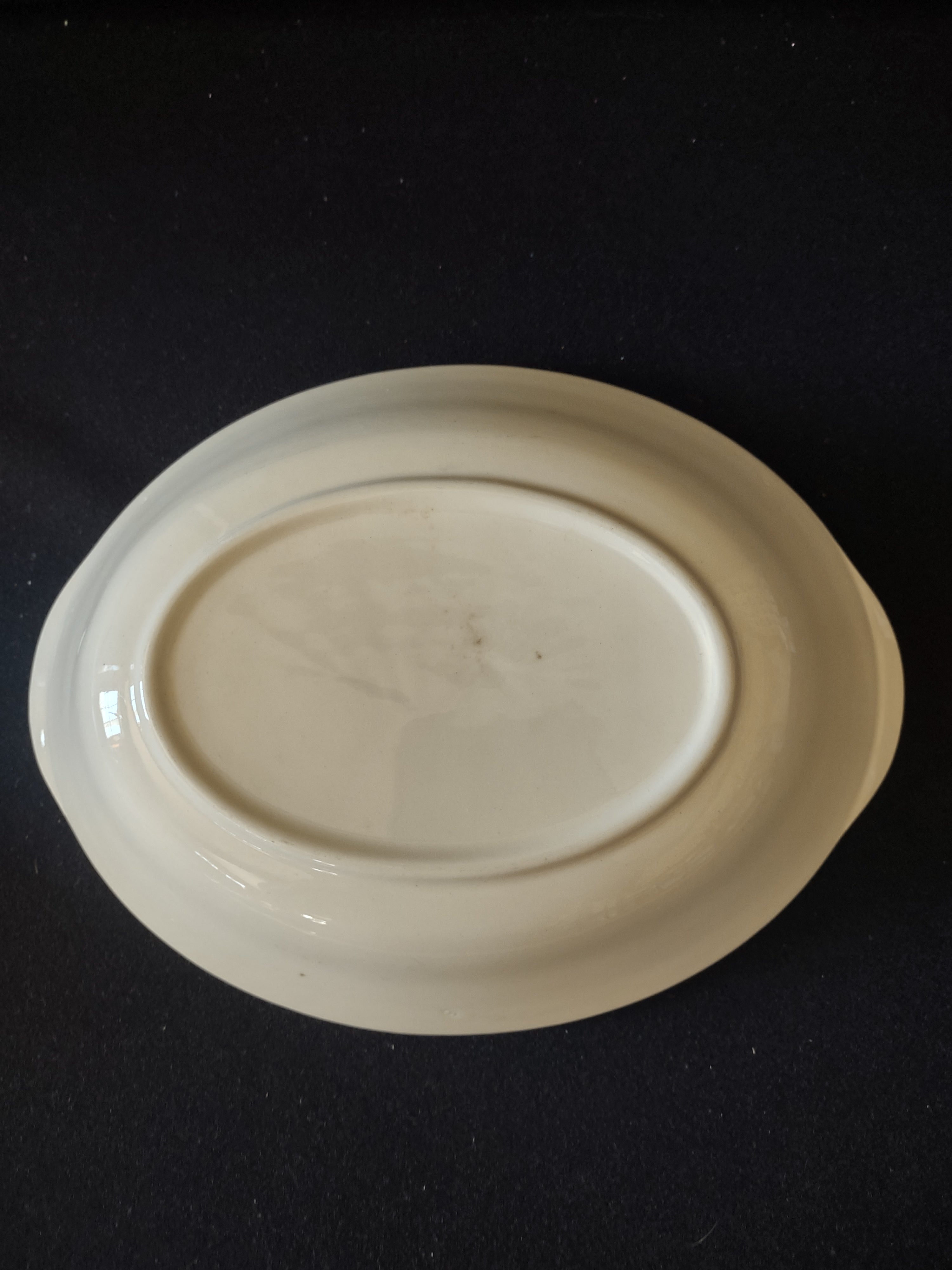 Vintage Crooksville Enchantment MCM Oval Serving Bowl Teal Dandelion 7" [6539]