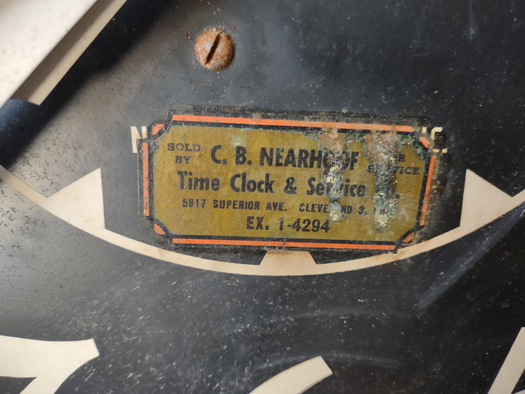 Vintage Industrial Neon Clock Octagonal Brass Frame Black Dial Cleveland [6555]