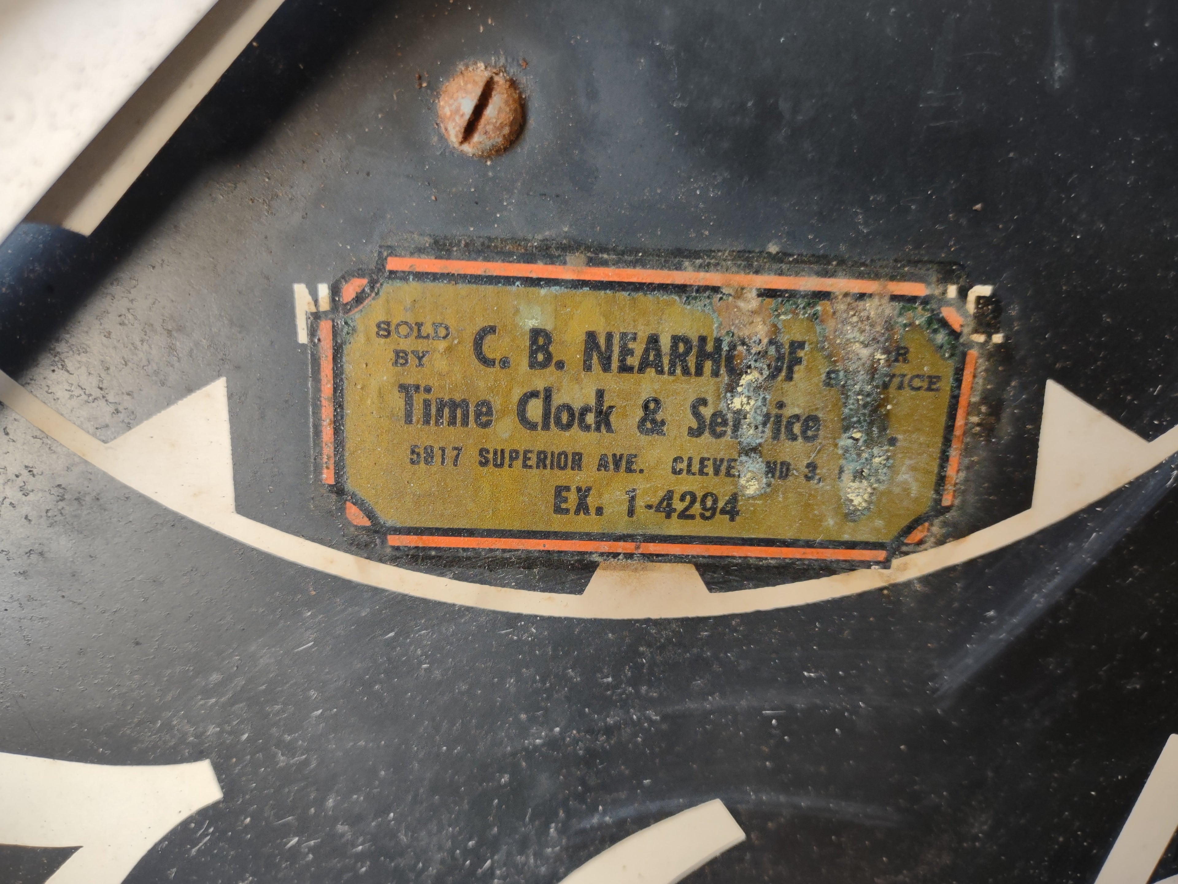 Vintage Industrial Neon Clock Octagonal Brass Frame Black Dial Cleveland [6555]