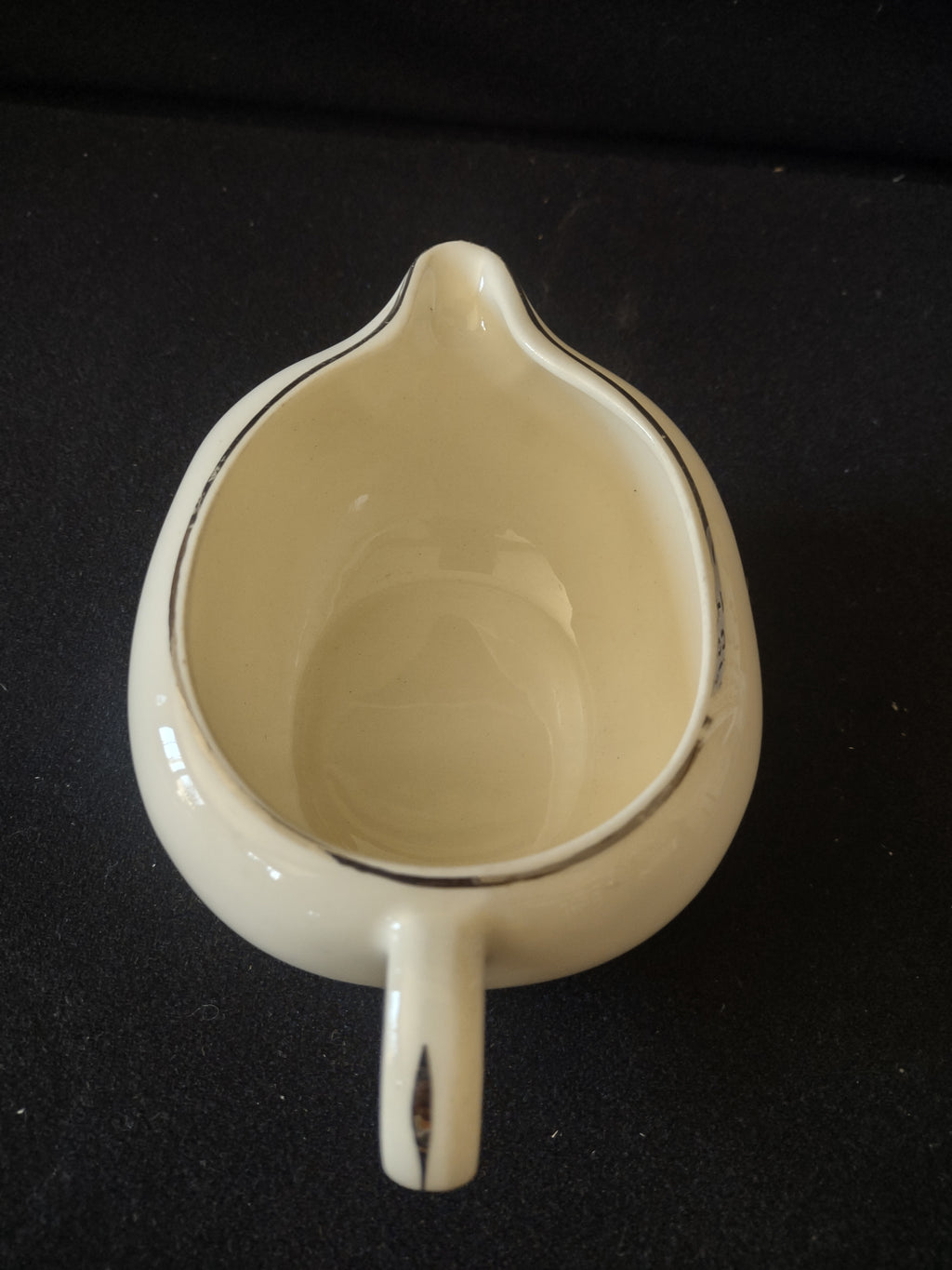 Vintage Crooksville Enchantment Gravy Sauce Boat MCM Teal Brown Cream [6544]