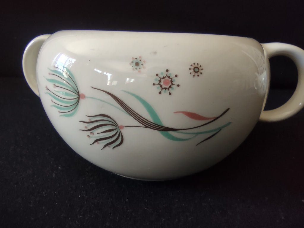 Vintage Crooksville Enchantment Sugar Bowl with Lid Creamer Set MCM [6545]