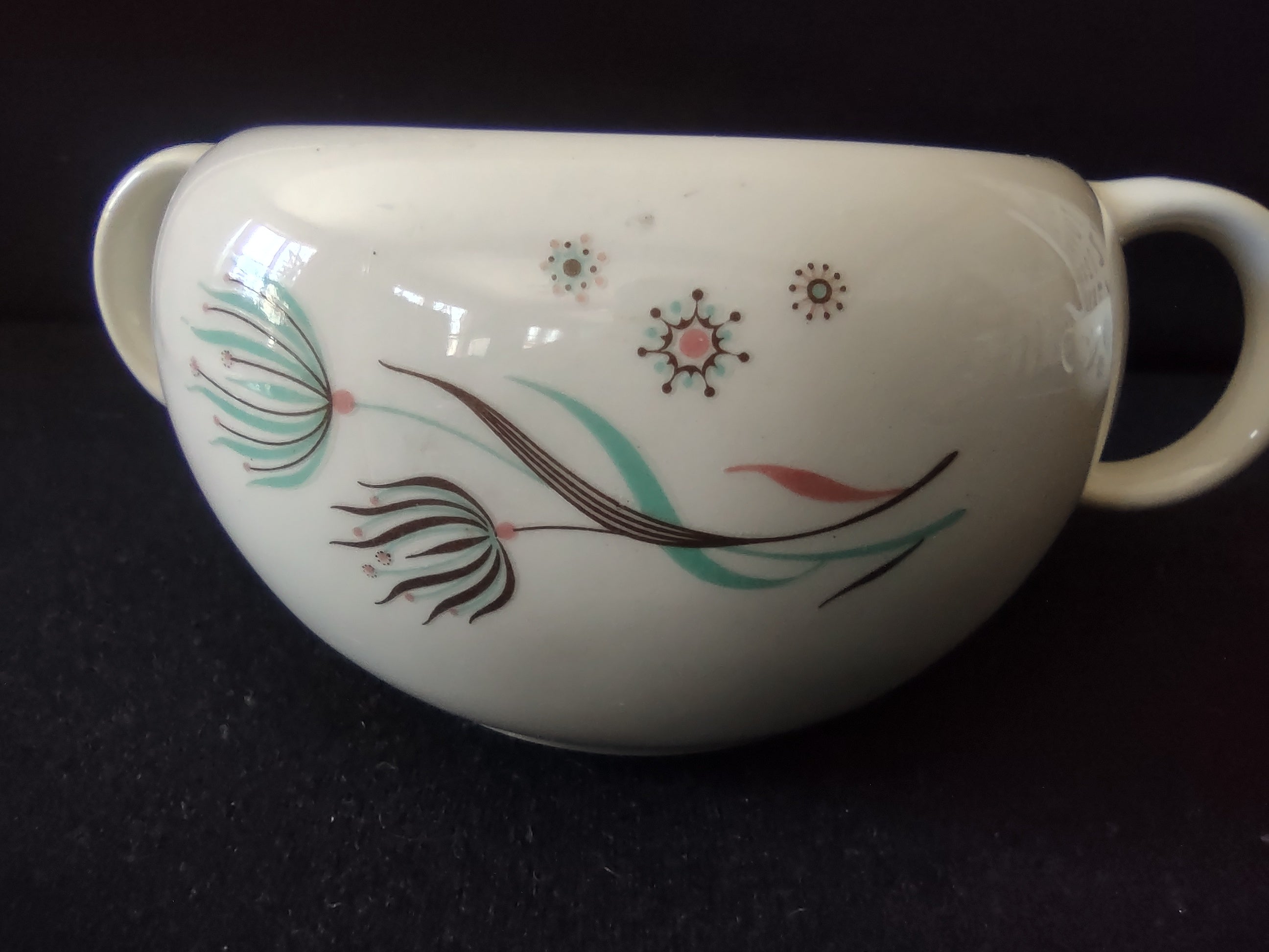 Vintage Crooksville Enchantment Sugar Bowl with Lid Creamer Set MCM [6545]