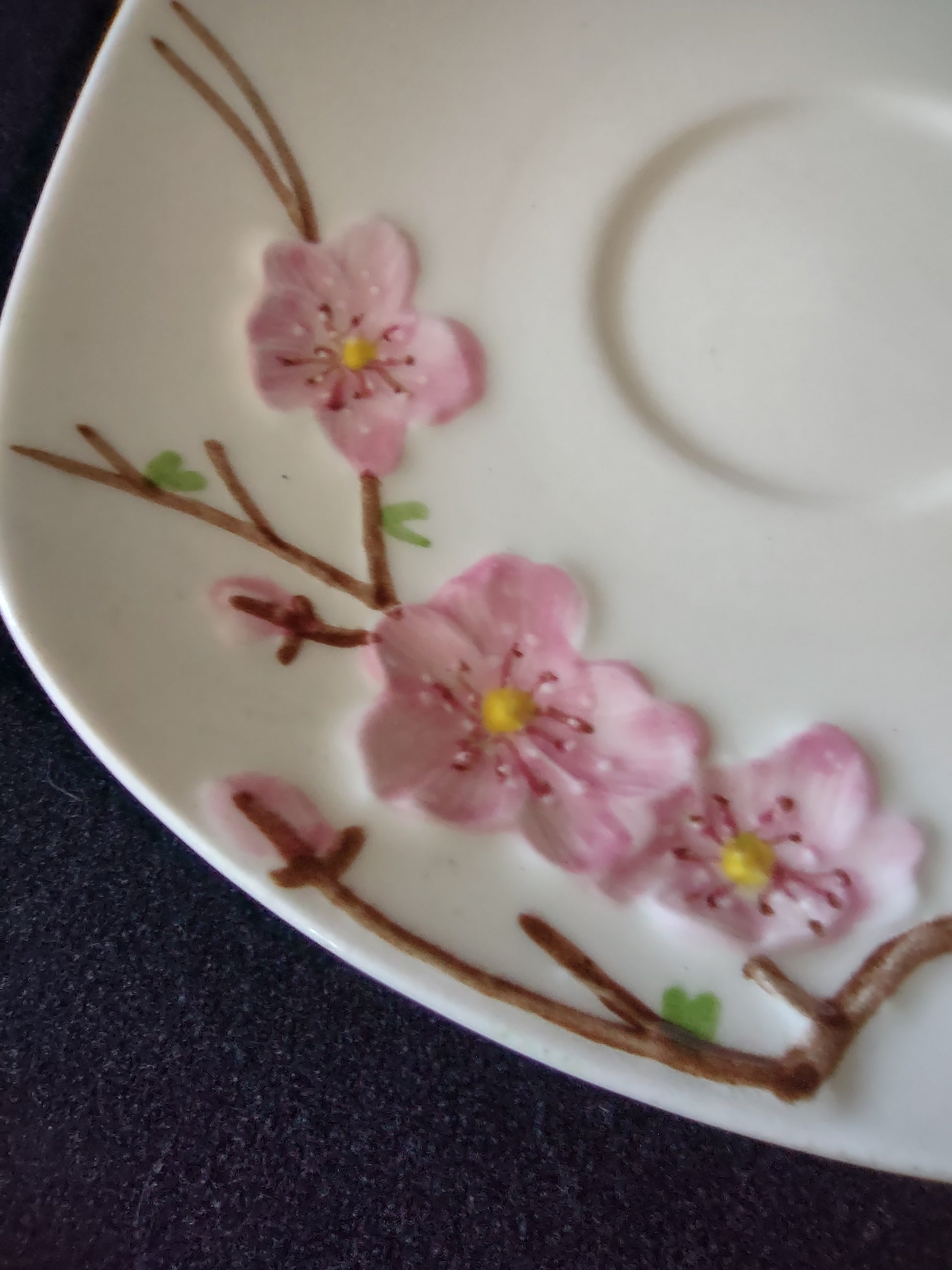 Vintage Metlox Poppytrail Cup Saucer Pink Cherry Blossom California [6548]