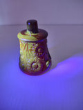 Vintage Homco Ruby Red Glass Daisy Votive Candle Holder Glows Green [6563]