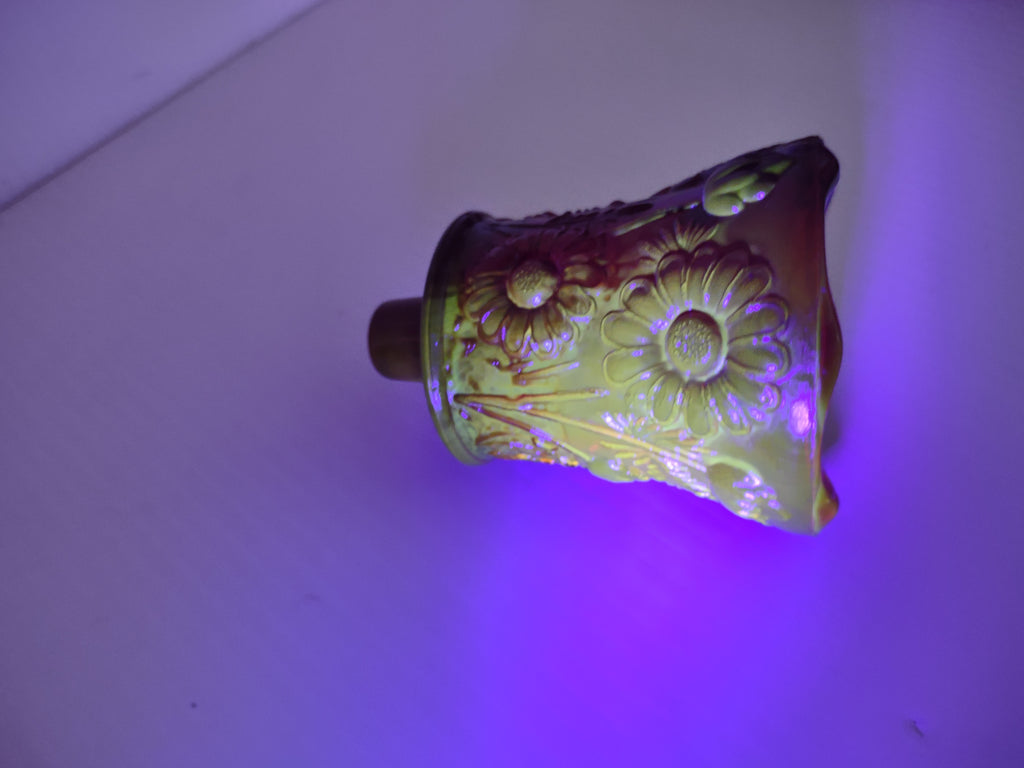 Vintage Homco Ruby Red Glass Daisy Votive Candle Holder Glows Green [6563]