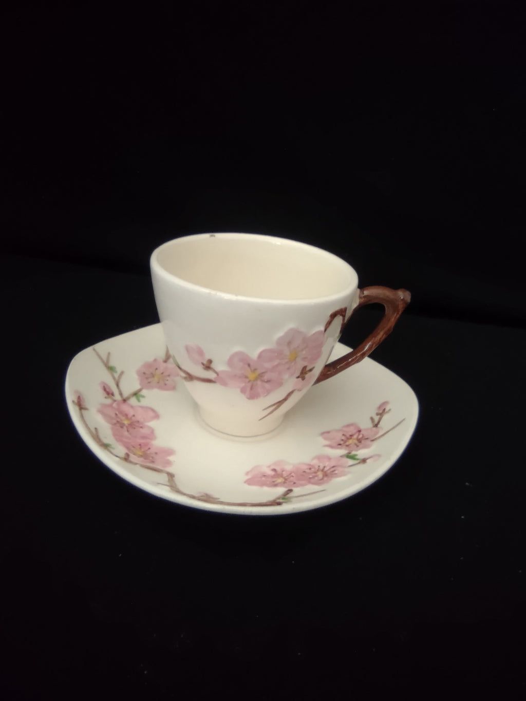 Vintage Metlox Poppytrail Wild Rose Cup & Saucer Set Pink REPAIRED [6549]