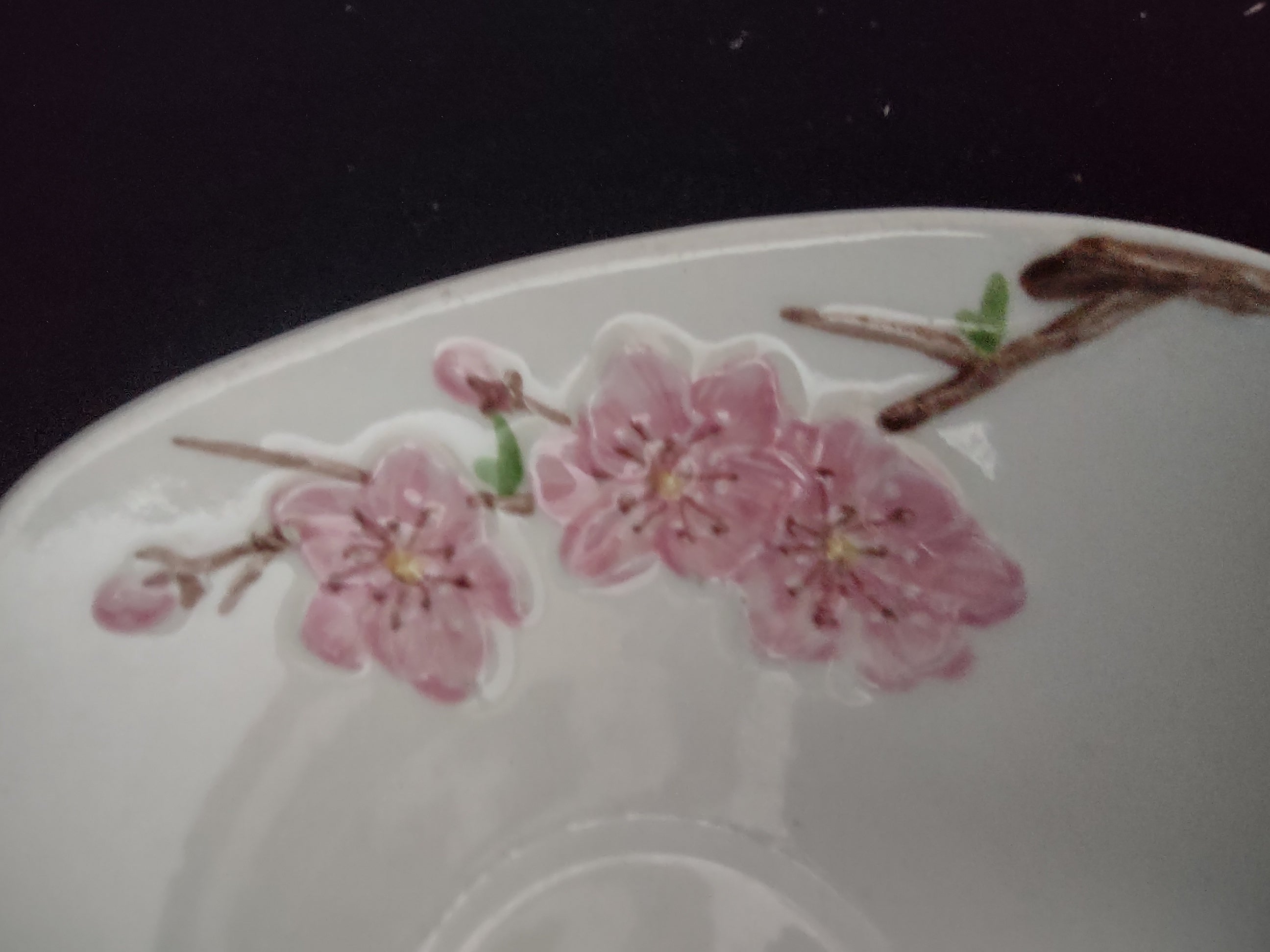 Vintage Metlox Poppytrail Cup Saucer Pink Cherry Blossom REPAIRED [6549]