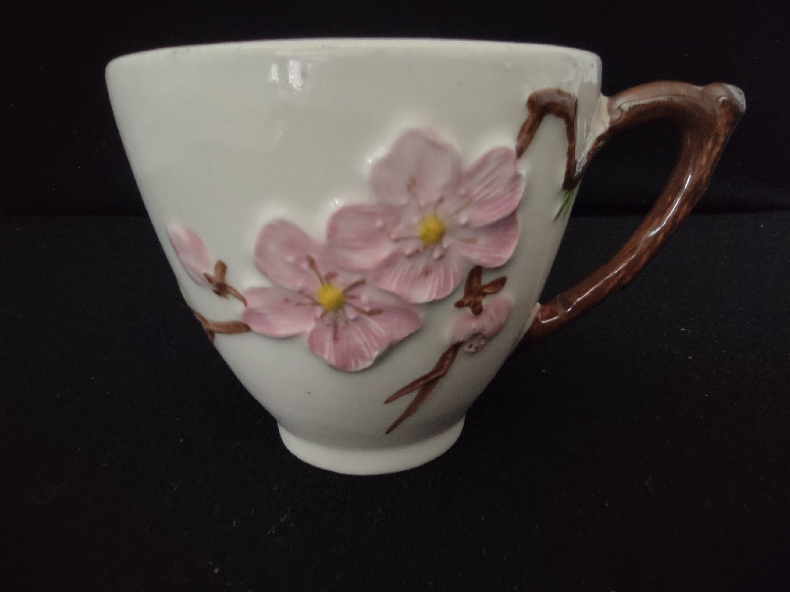 Vintage Metlox Poppytrail Cup Saucer Pink Cherry Blossom REPAIRED [6549]