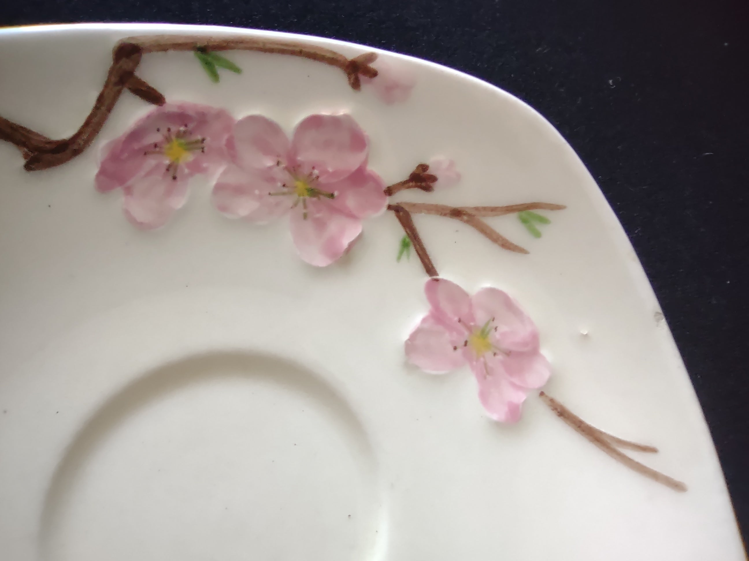 Vintage Metlox Poppytrail Cup Saucer Pink Cherry Blossom REPAIRED [6549]