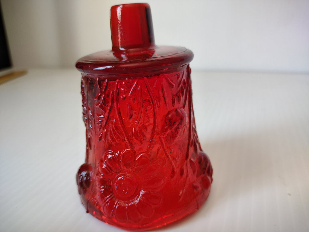 Vintage Homco Red Pressed Glass Daisy Votive Glows Green [6564]