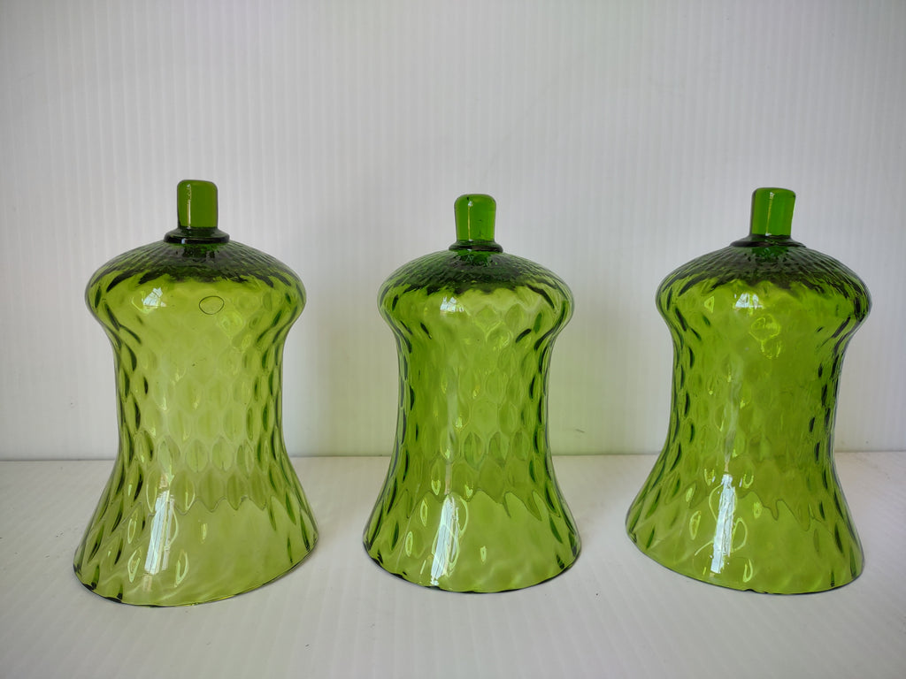 Vintage Homco Green Diamond Optic Votive Candle Holders Set of 3  [6565]