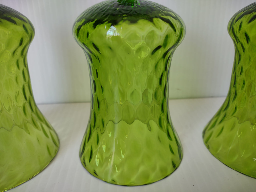 Vintage Homco Green Diamond Optic Votive Candle Holders Set of 3  [6565]