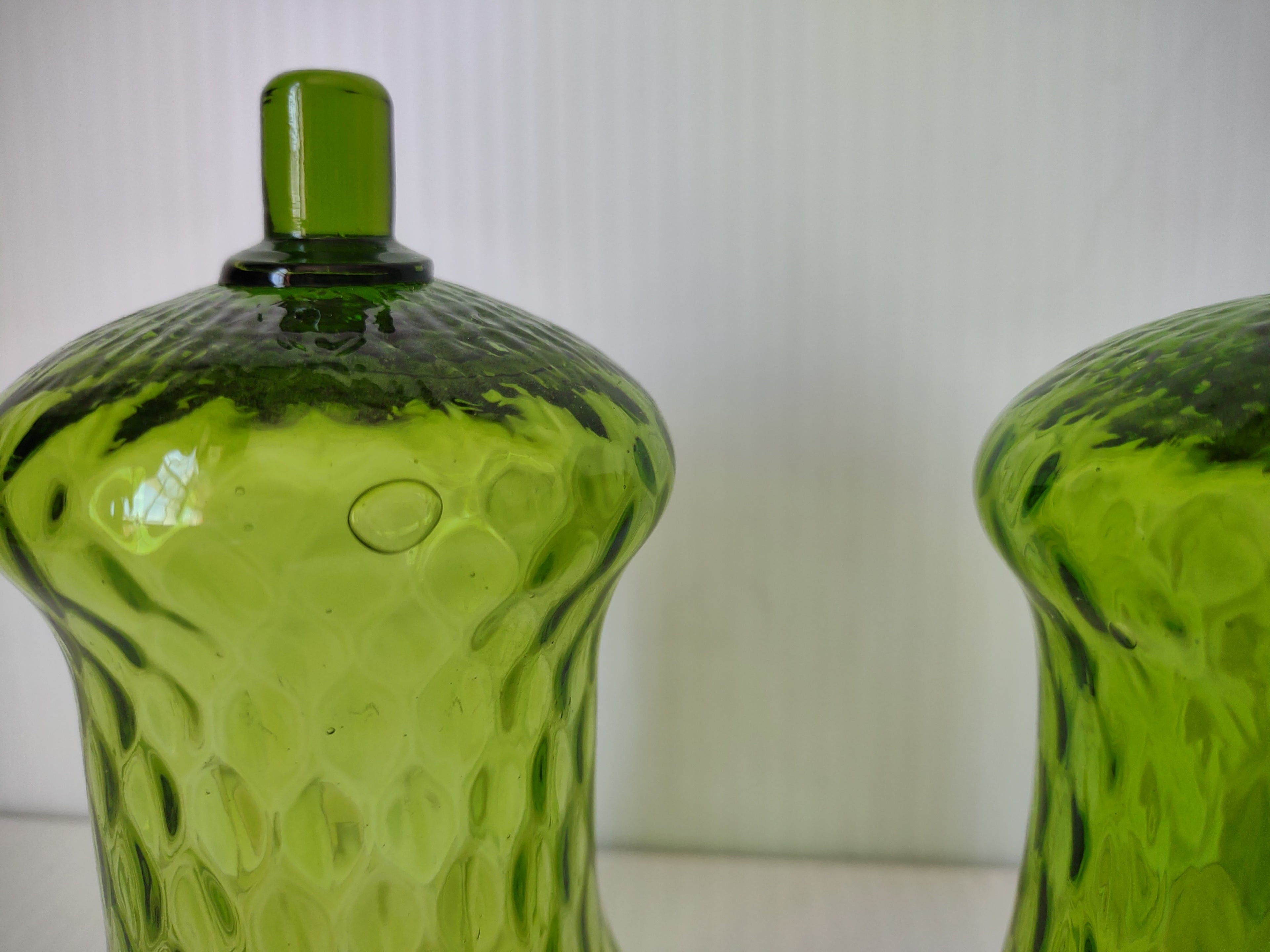 Vintage Homco Green Diamond Optic Votive Candle Holders Set of 3  [6565]