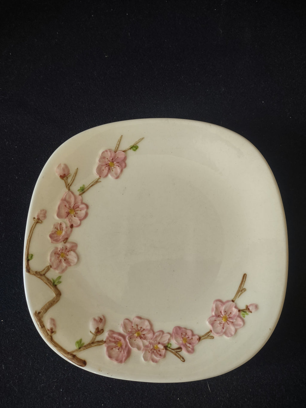 Vintage Metlox Poppytrail Peach Blossom Dessert Plate Pink Floral 8" [6553]