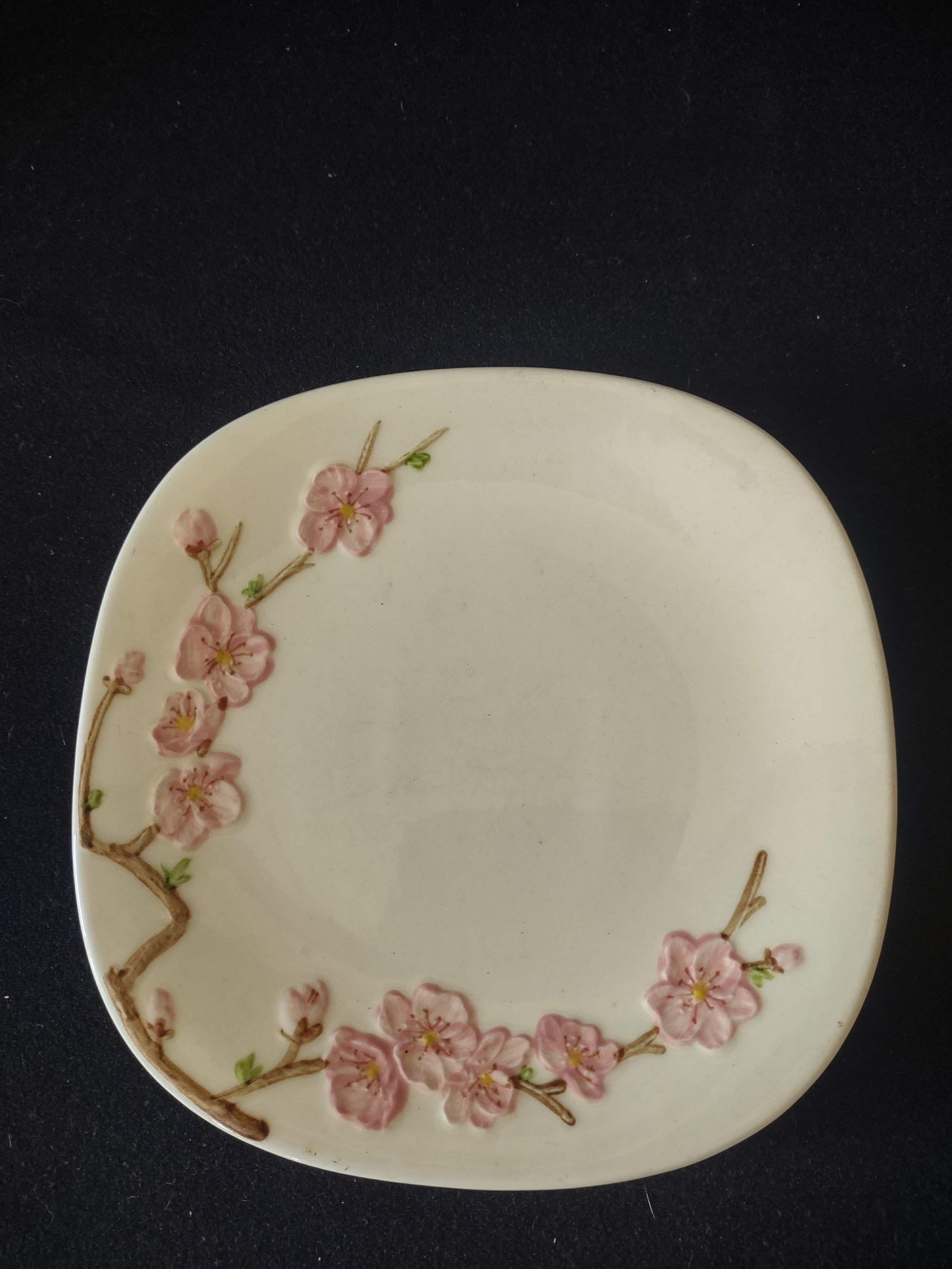 Vintage Metlox Poppytrail Peach Blossom Dessert Plate Pink Floral 8" [6553]