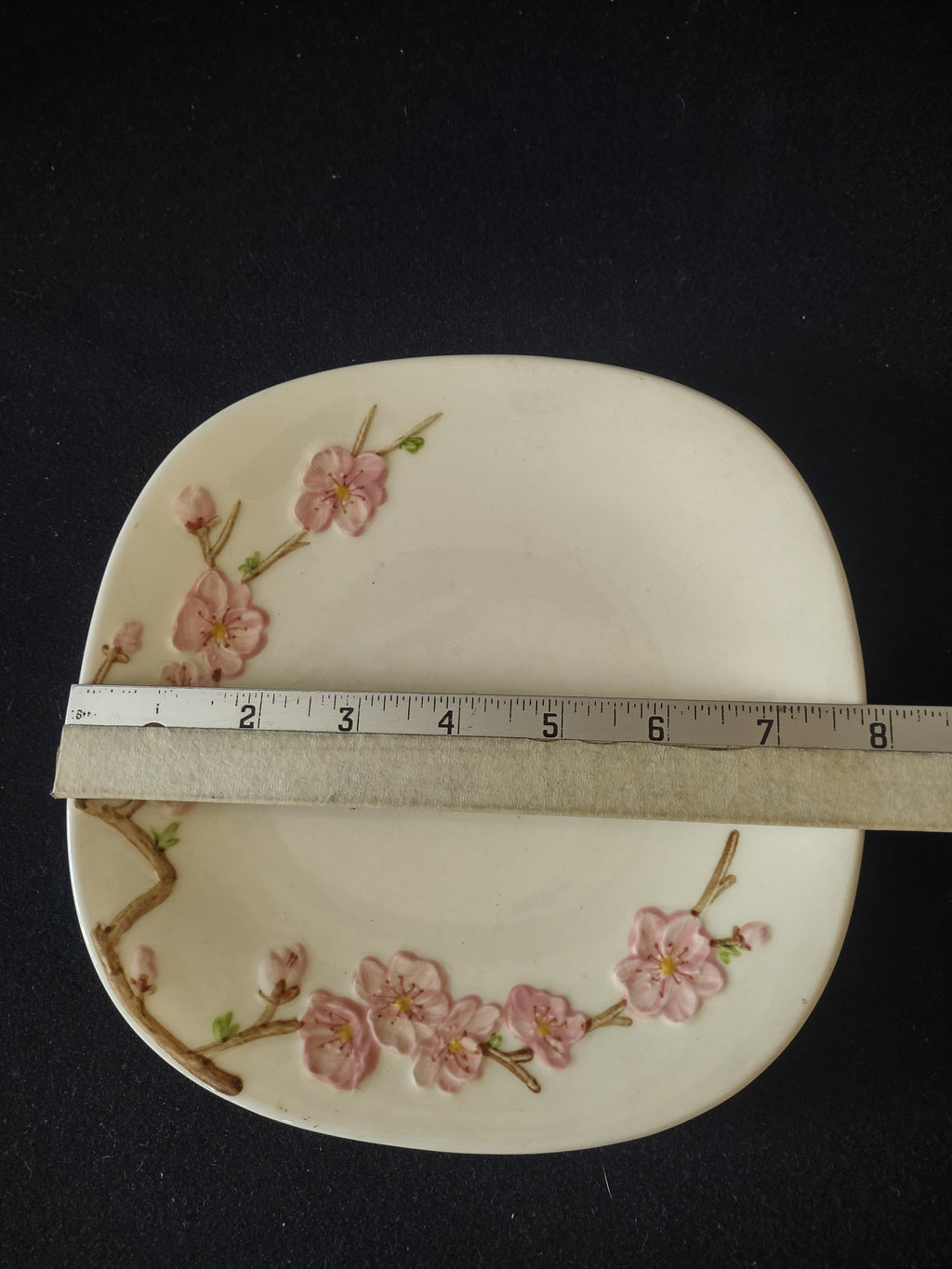 Vintage Metlox Poppytrail Peach Blossom Dessert Plate Pink Floral 8" [6553]