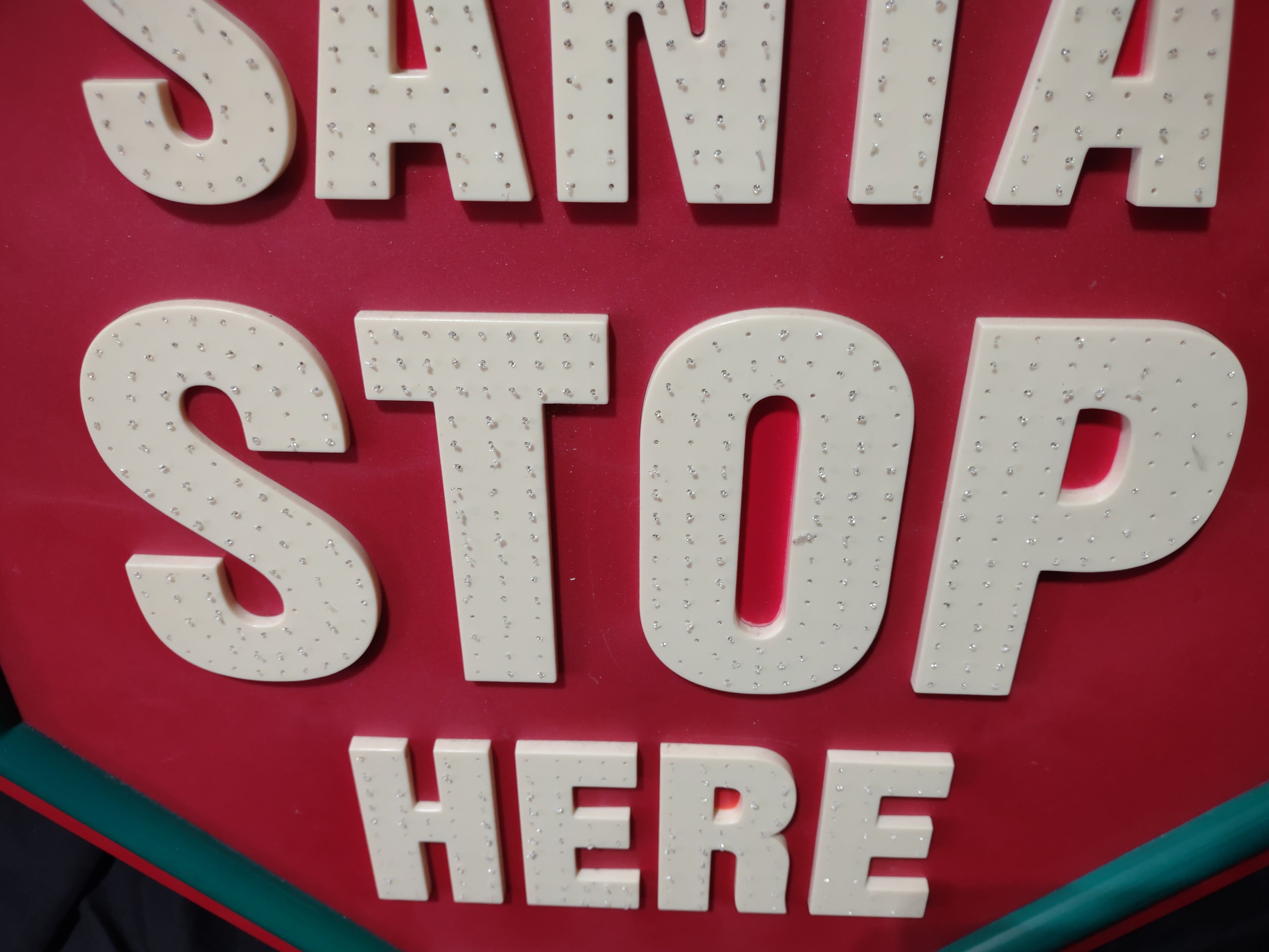 Vintage Christmas Santa Stop Here Lighted Yard Sign [4865]