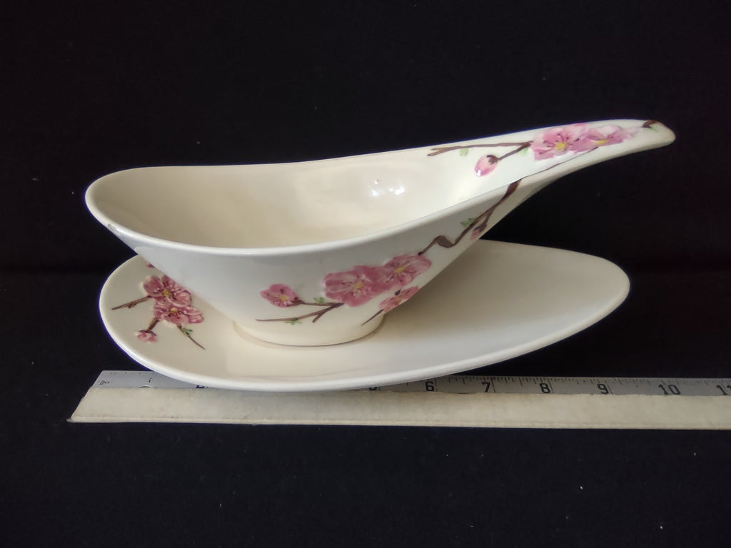 Vintage Metlox Poppytrail Peach Blossom Gravy Boat Underplate Pink [6554]