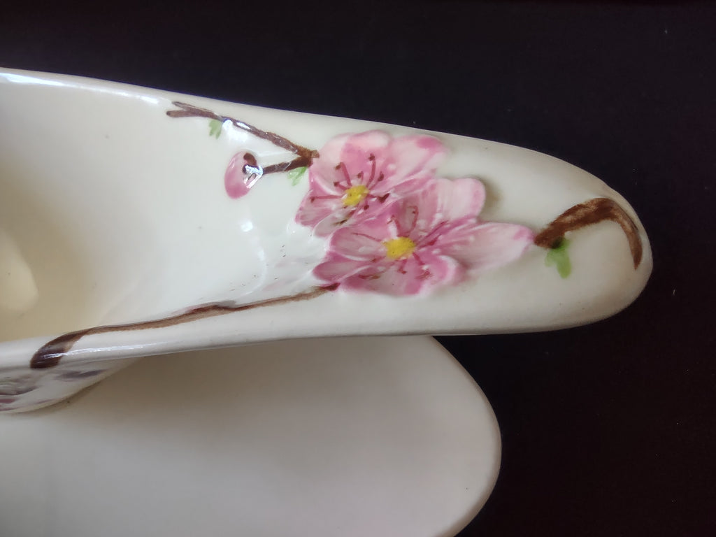 Vintage Metlox Poppytrail Peach Blossom Gravy Boat Underplate Pink [6554]