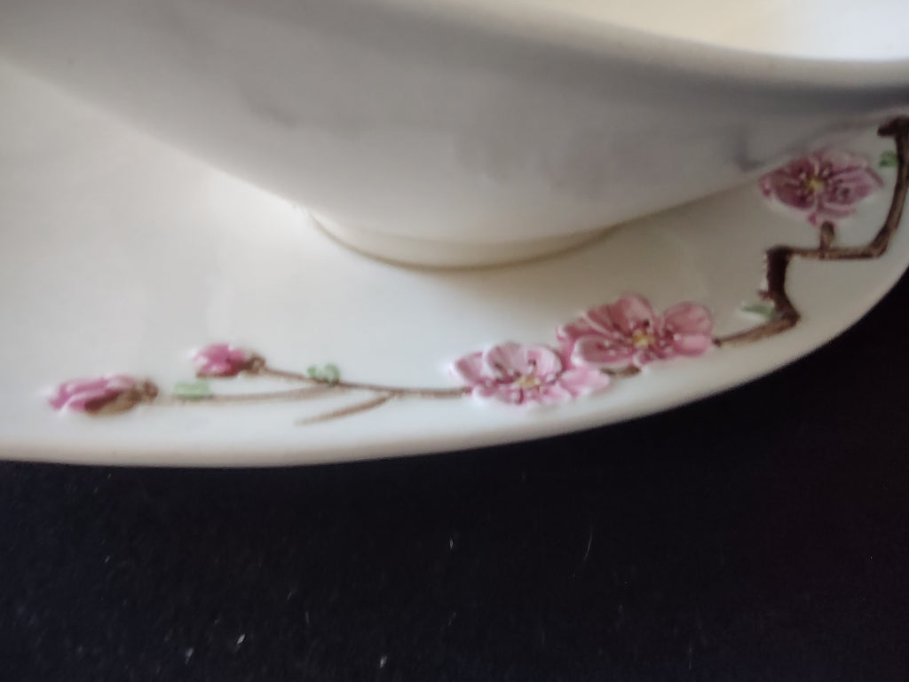 Vintage Metlox Poppytrail Peach Blossom Gravy Boat Underplate Pink [6554]