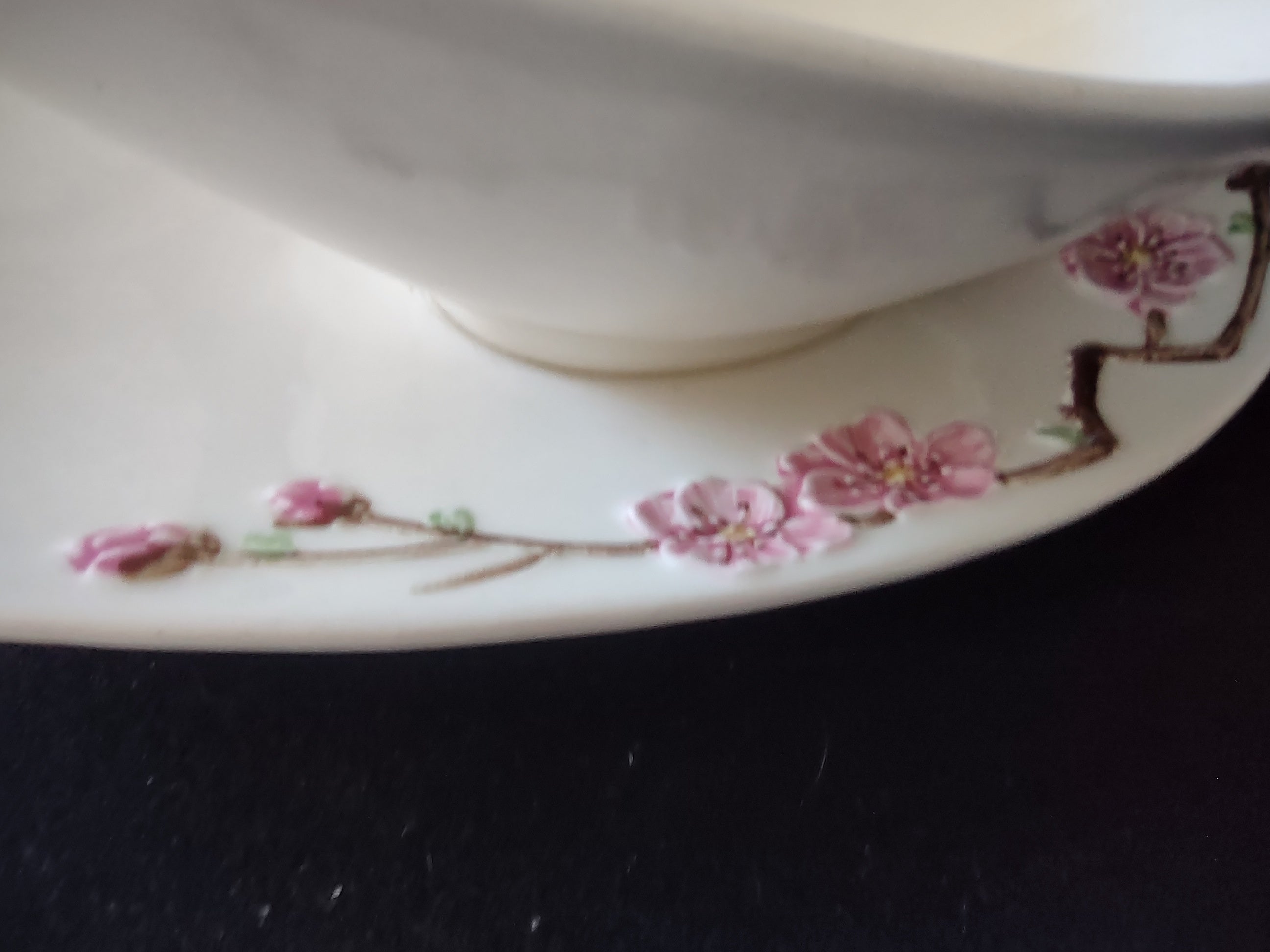 Vintage Metlox Poppytrail Peach Blossom Gravy Boat Underplate Pink [6554]