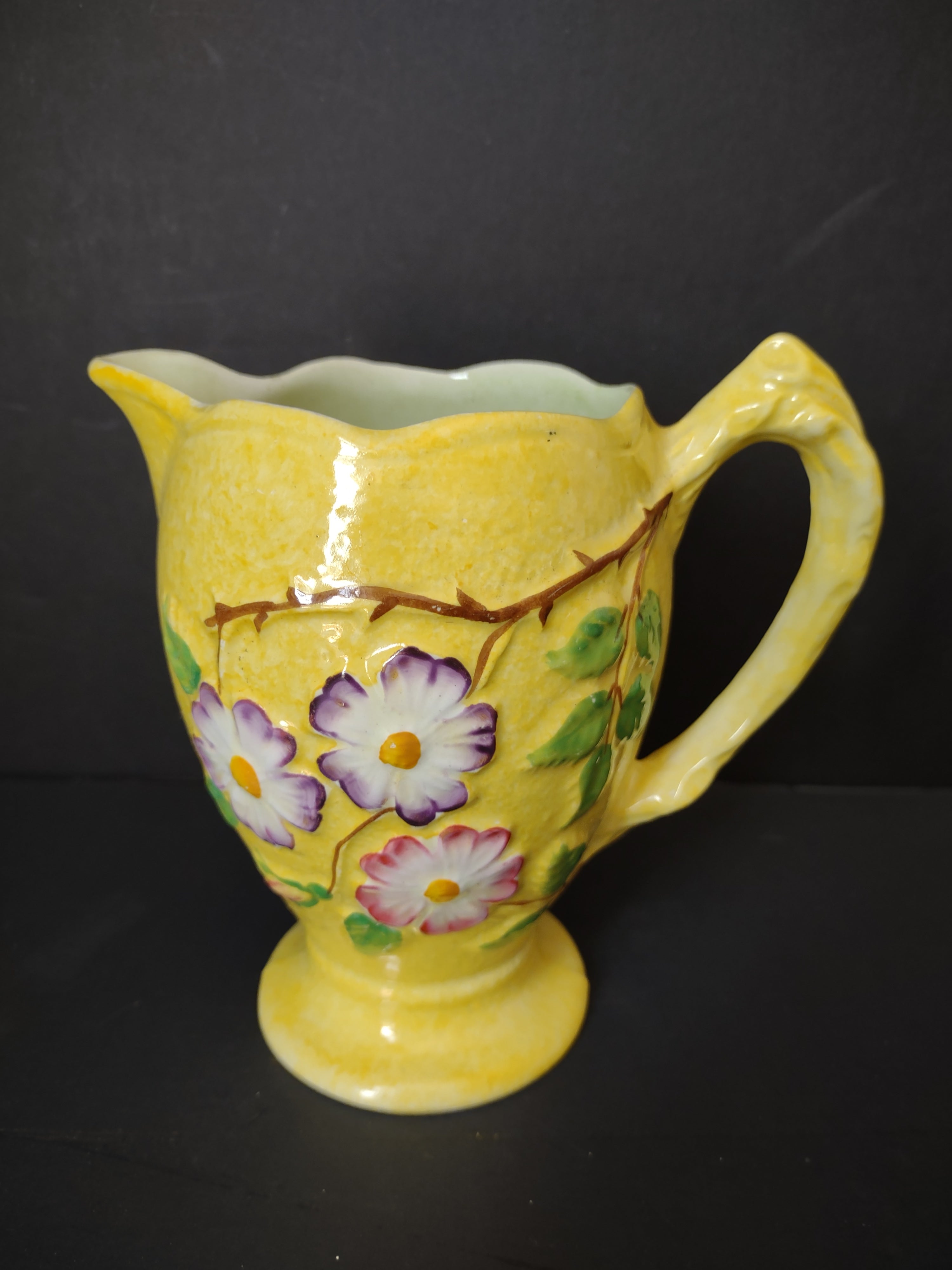 Vintage James Kent Ltd Yellow Floral Pitcher Jug England #1120 [6551]
