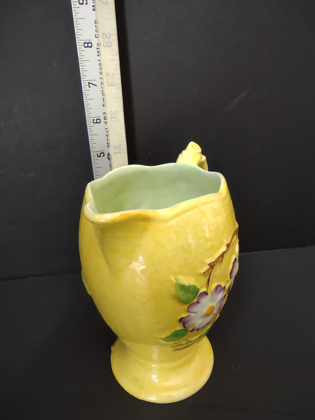 Vintage James Kent Longton England Yellow Floral Footed Pitcher Jug [6551]