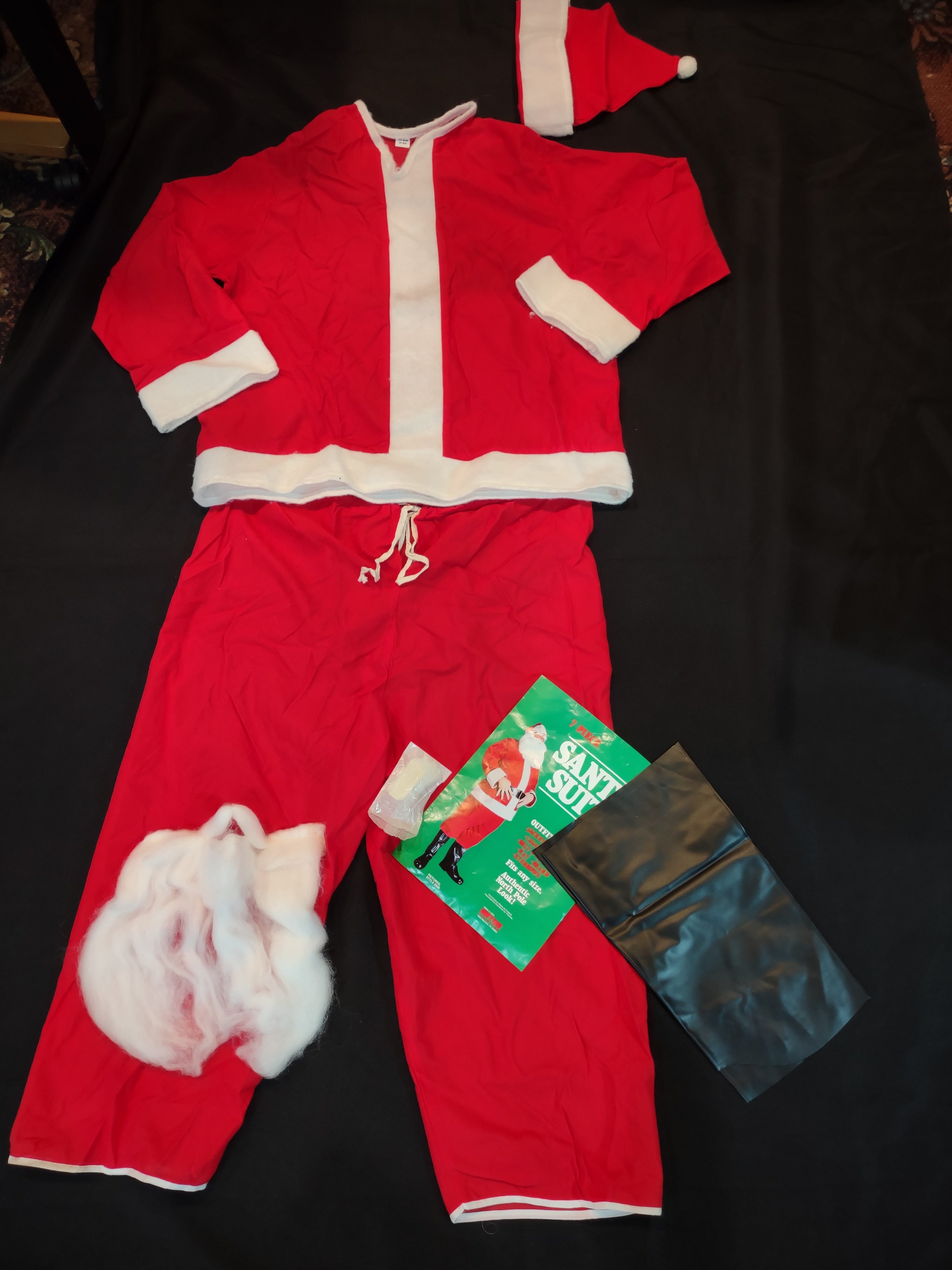 Vintage Santa Suit Costume Complete 5-Piece Set Red White [4866]