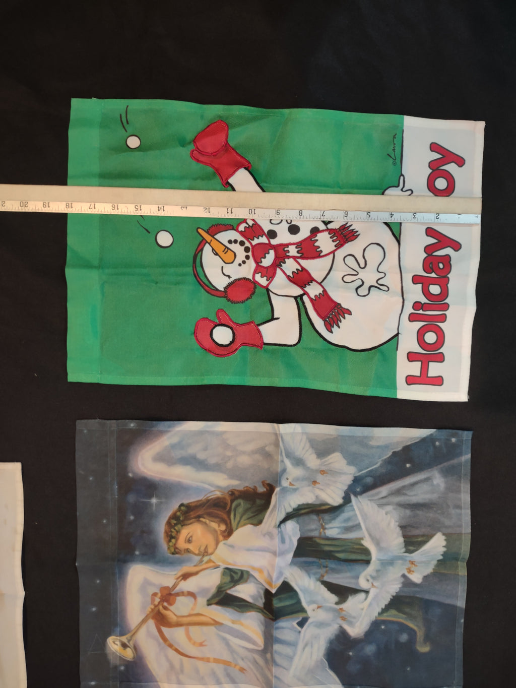 Vintage Christmas Garden Flags Lot of 5 Snowman Santa Angel [4867]