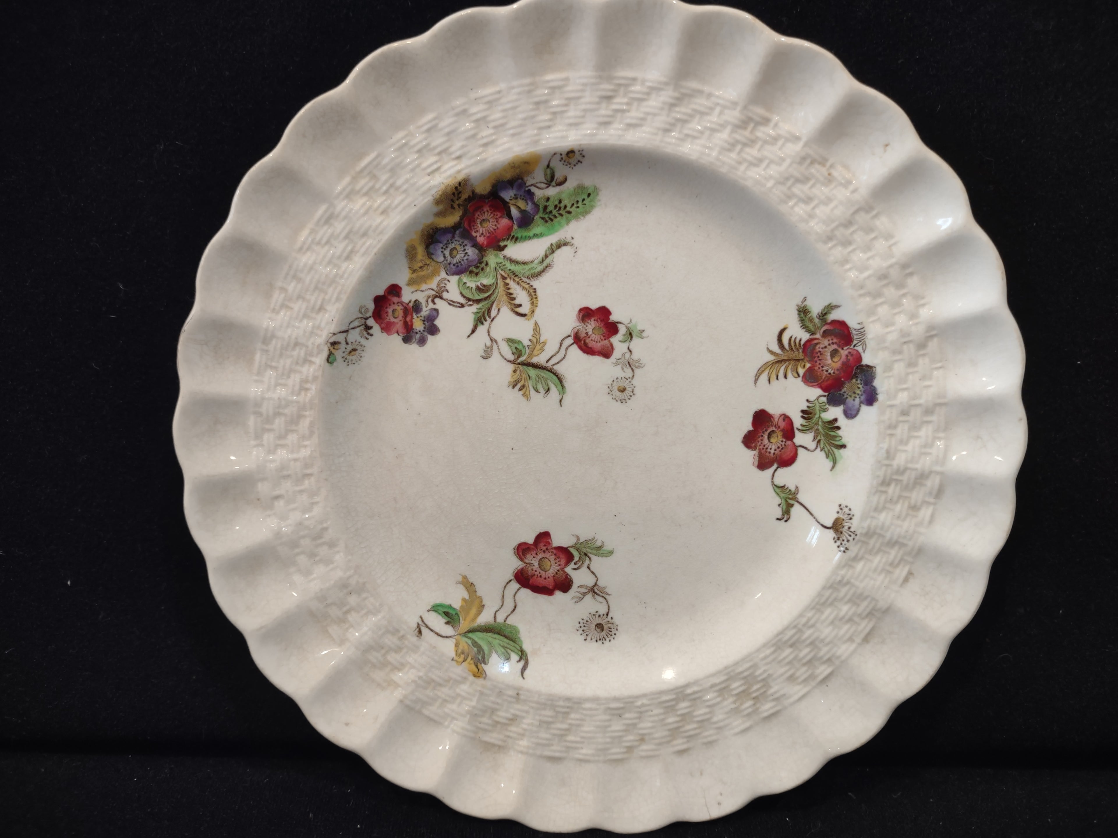 Vintage Copeland Spode Wicker Lane Plate Crazing Earthenware England [6556]