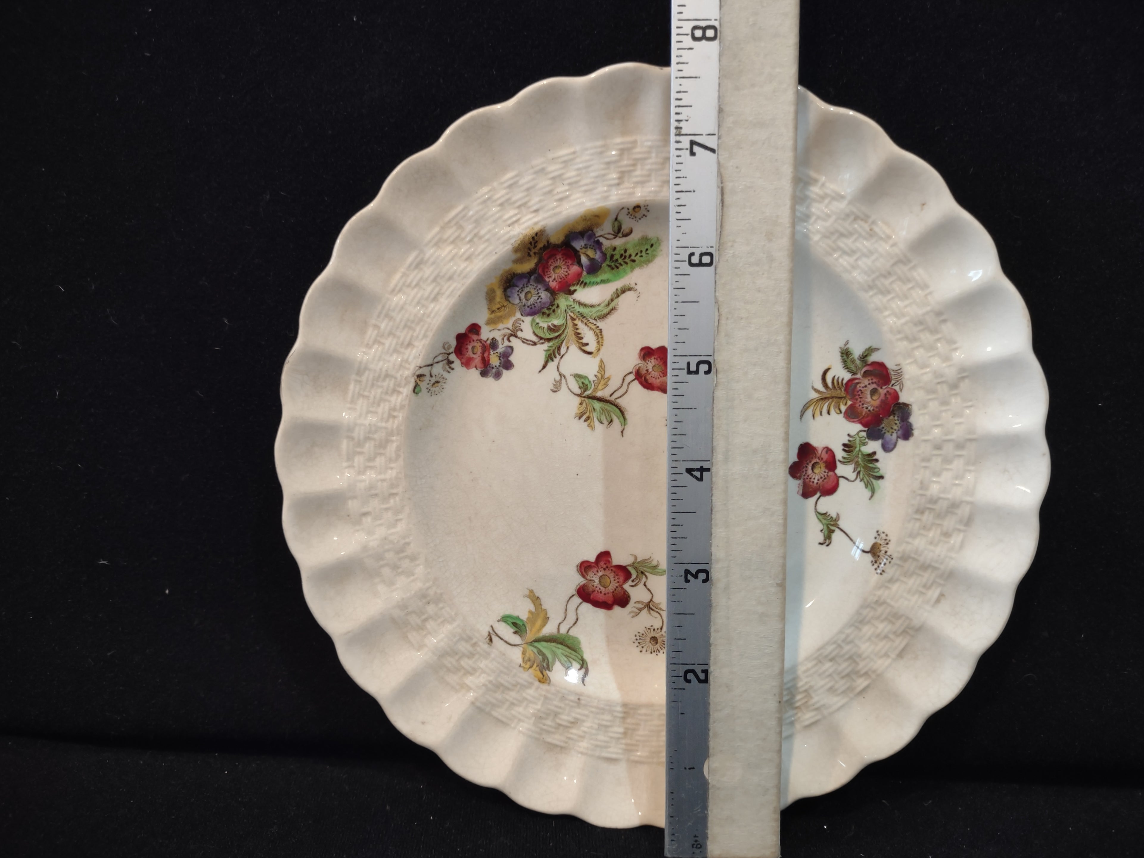Vintage Copeland Spode Wicker Lane Plate Crazing Earthenware England [6556]