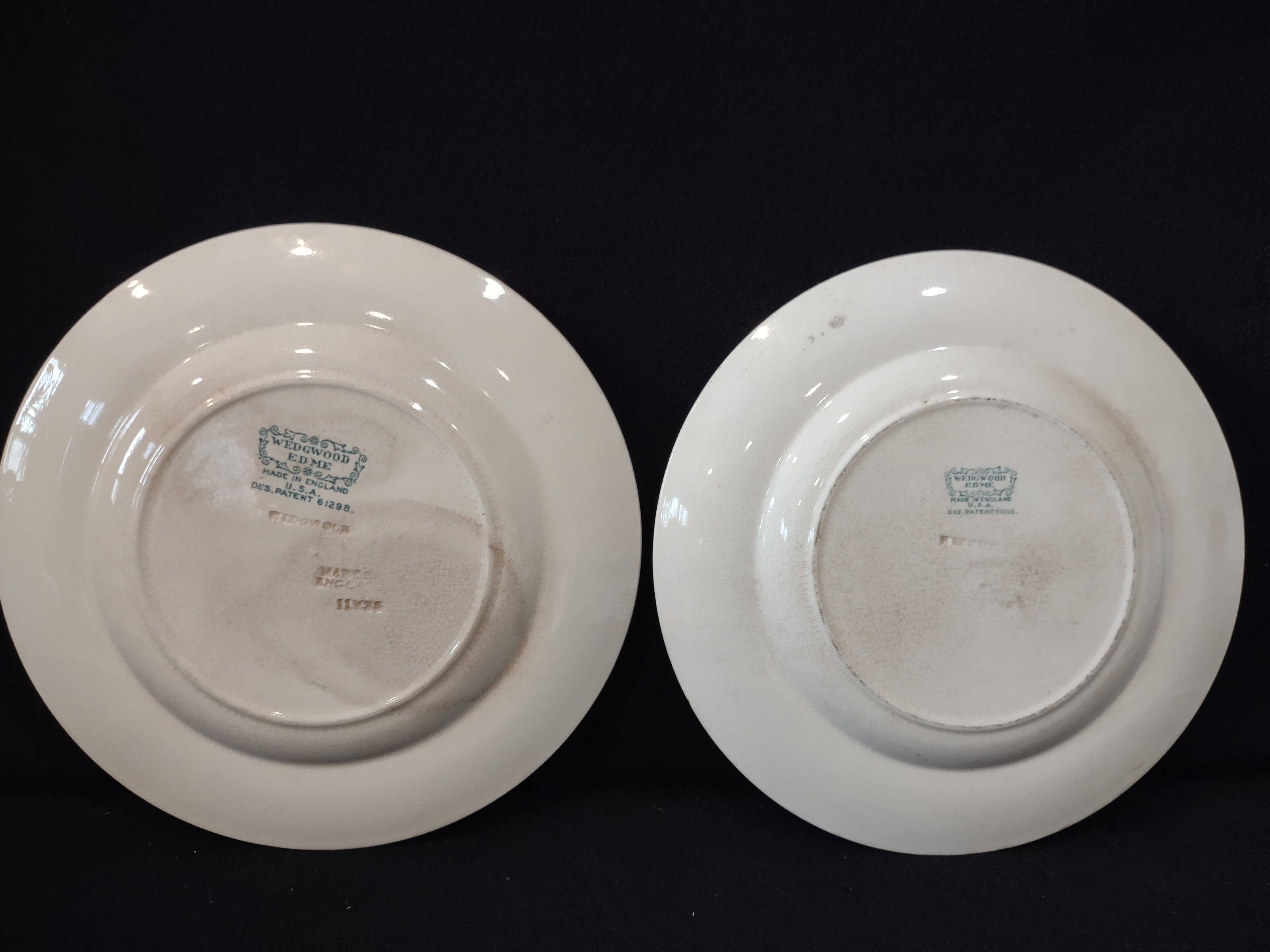 Vintage Wedgwood Edme Plate x 2 Crazing Stain Earthenware England [6557]