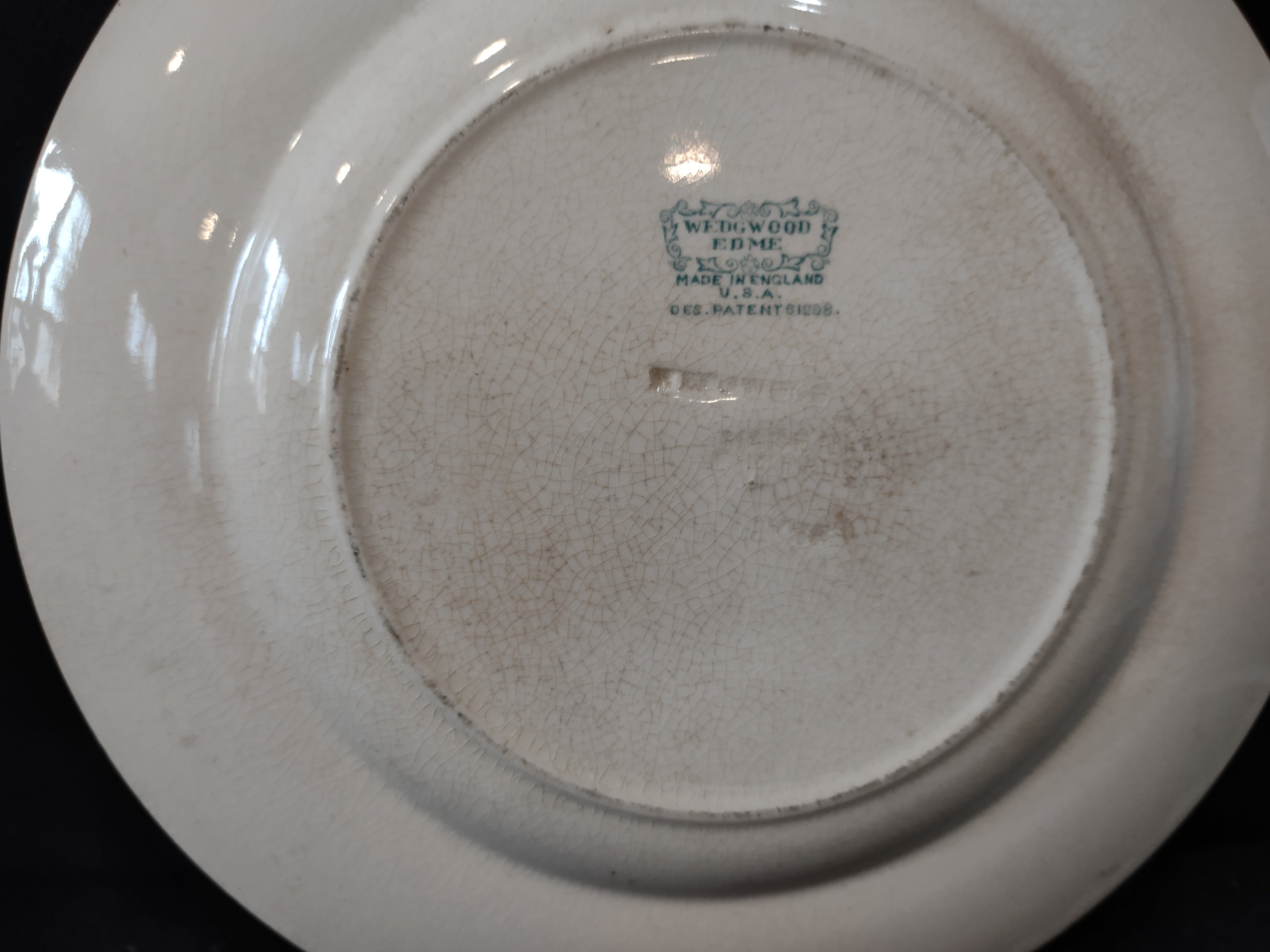 Vintage Wedgwood Edme Plate x 2 Crazing Stain Earthenware England [6557]