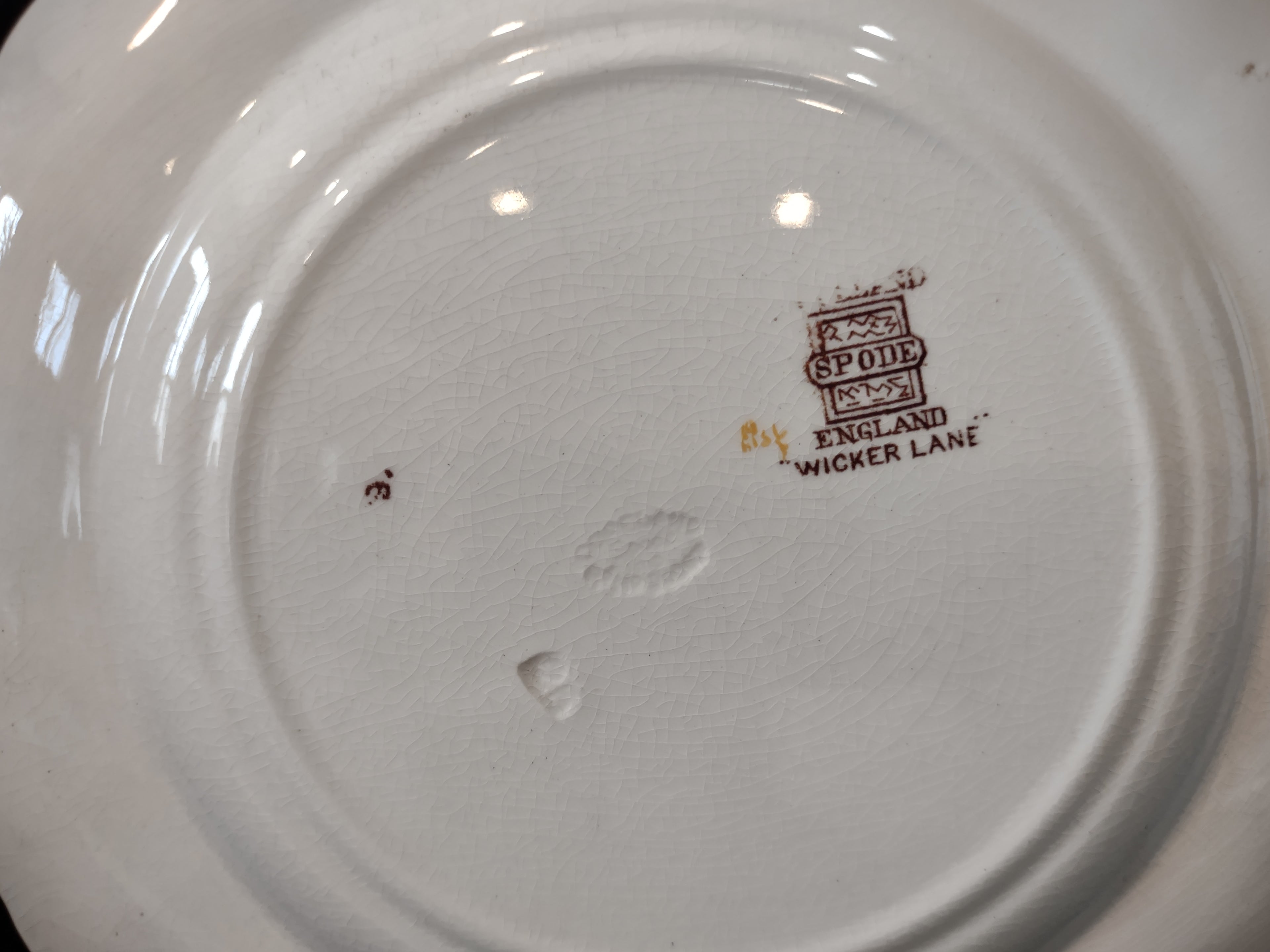 Vintage Spode Wicker Lane Plate Crazing Earthenware England [6558]