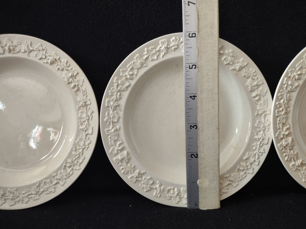 Vintage Wedgwood White Embossed Small Plate x 3 Crazing Earthenware [6561]