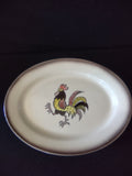 Vintage Metlox Poppytrail Red Rooster Oval Serving Platter California [6567]