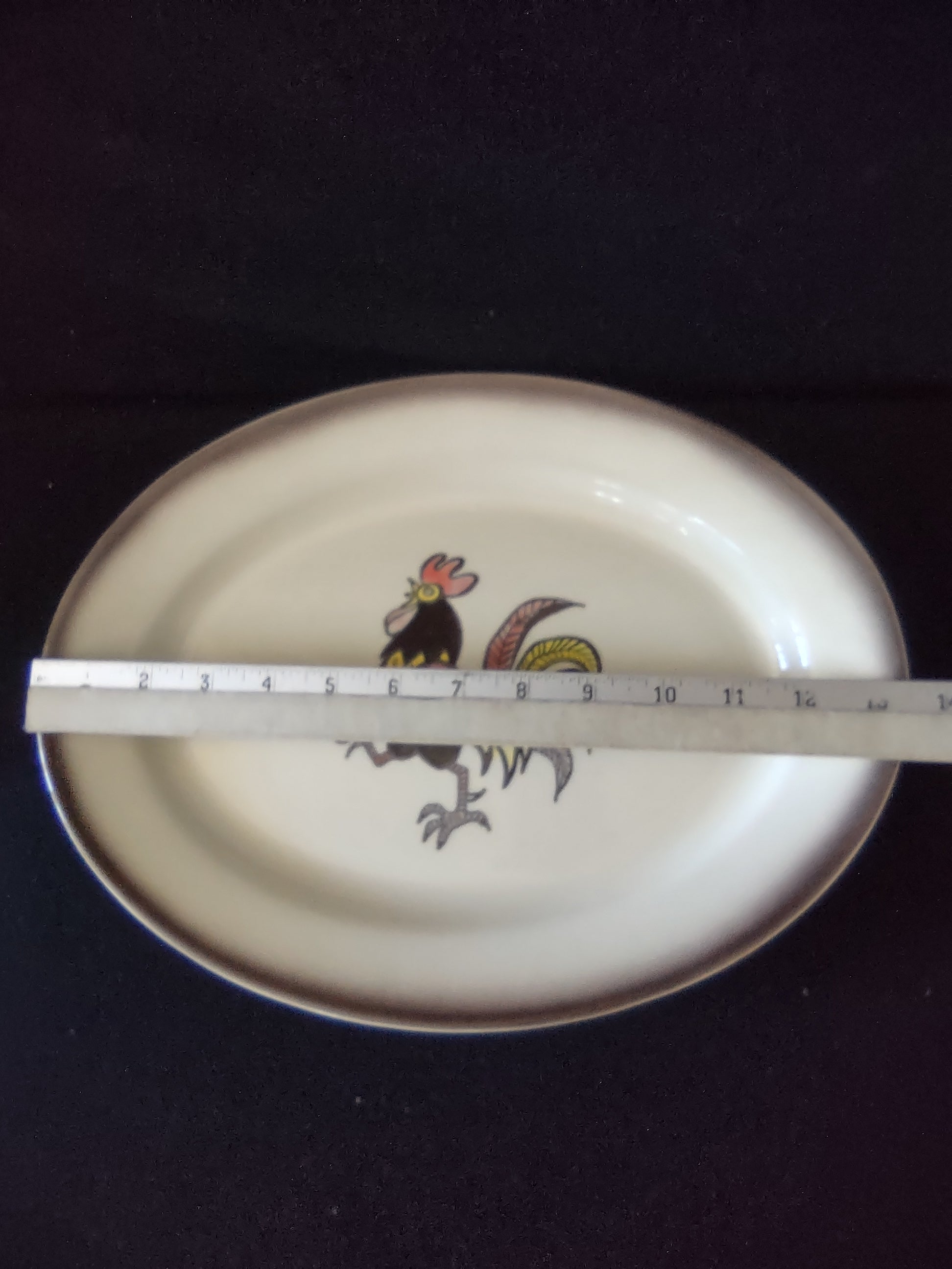 Vintage Metlox Poppytrail Red Rooster Oval Serving Platter California [6567]