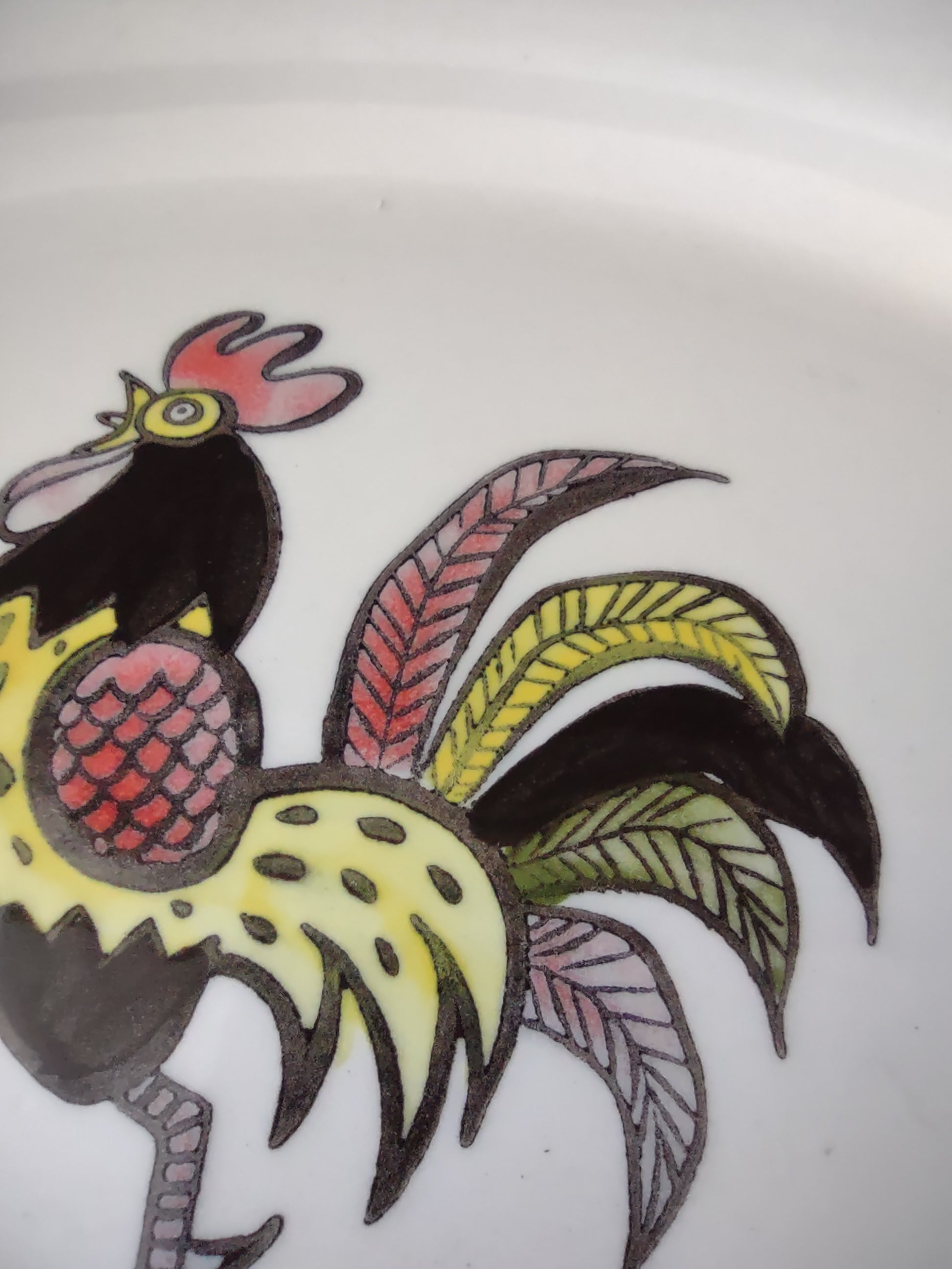 Vintage Metlox Poppytrail Red Rooster Oval Serving Platter California [6567]
