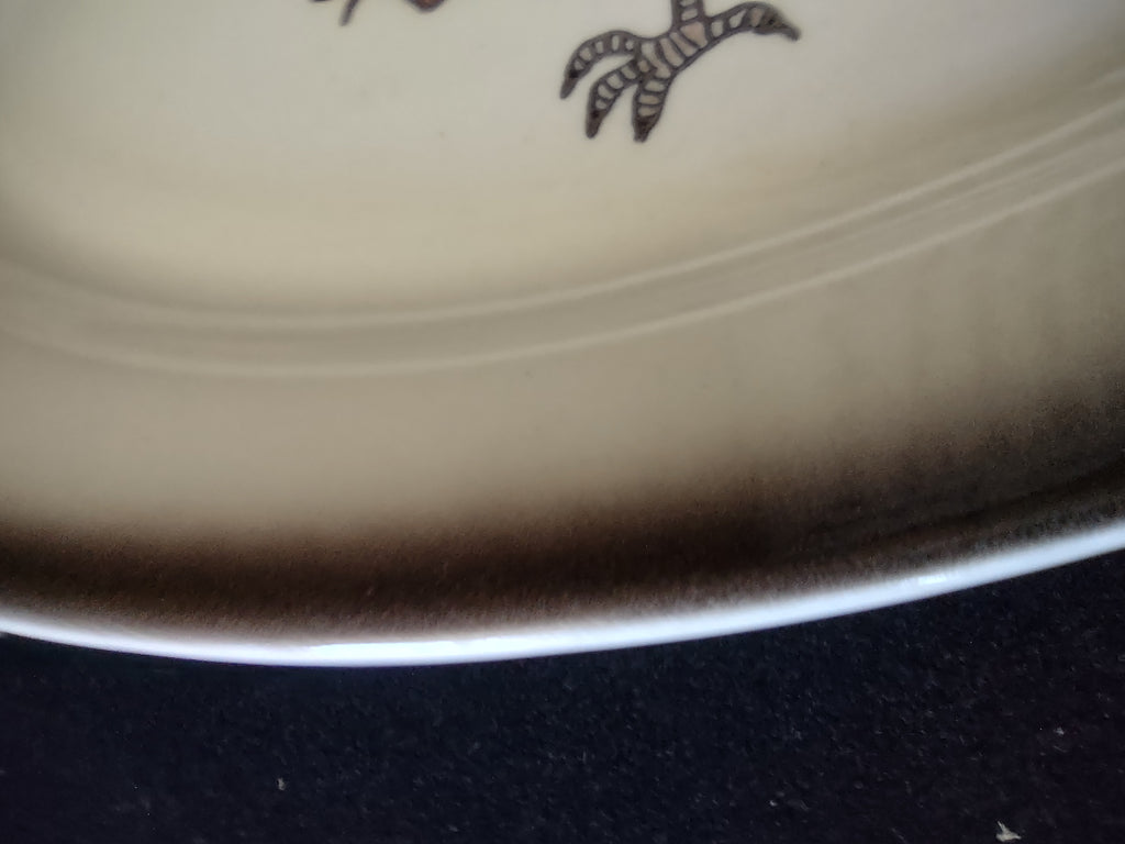 Vintage Metlox Poppytrail Red Rooster Oval Serving Platter California [6567]