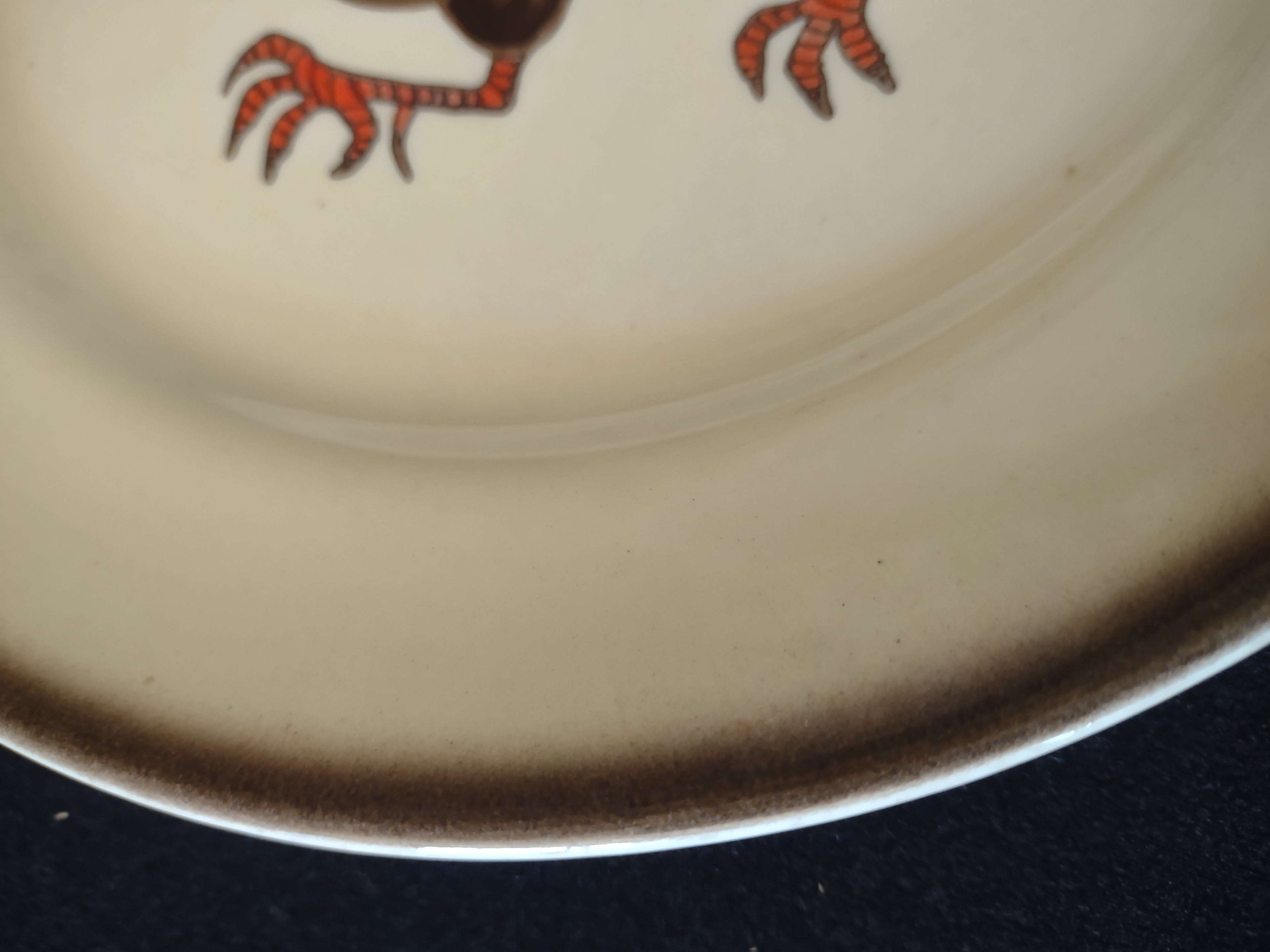 Vintage Metlox Poppytrail Red Rooster Dinner Plates Set of 2 Cream [6568]