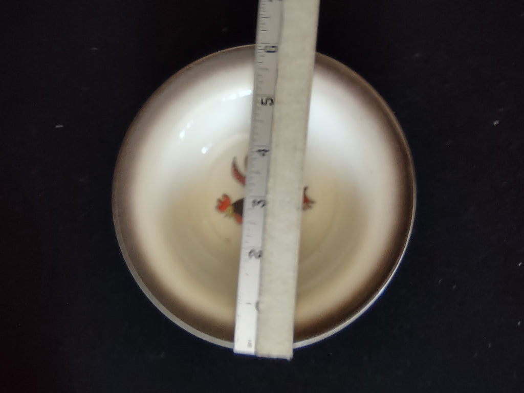 Vintage Metlox Poppytrail Red Rooster Berry Bowls Set of 4 Cream [6570]