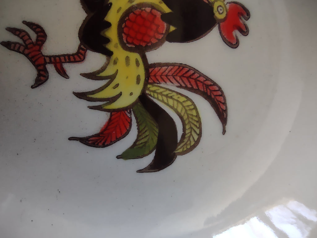 Vintage Metlox Poppytrail Red Rooster Berry Bowls Set of 4 Cream [6570]