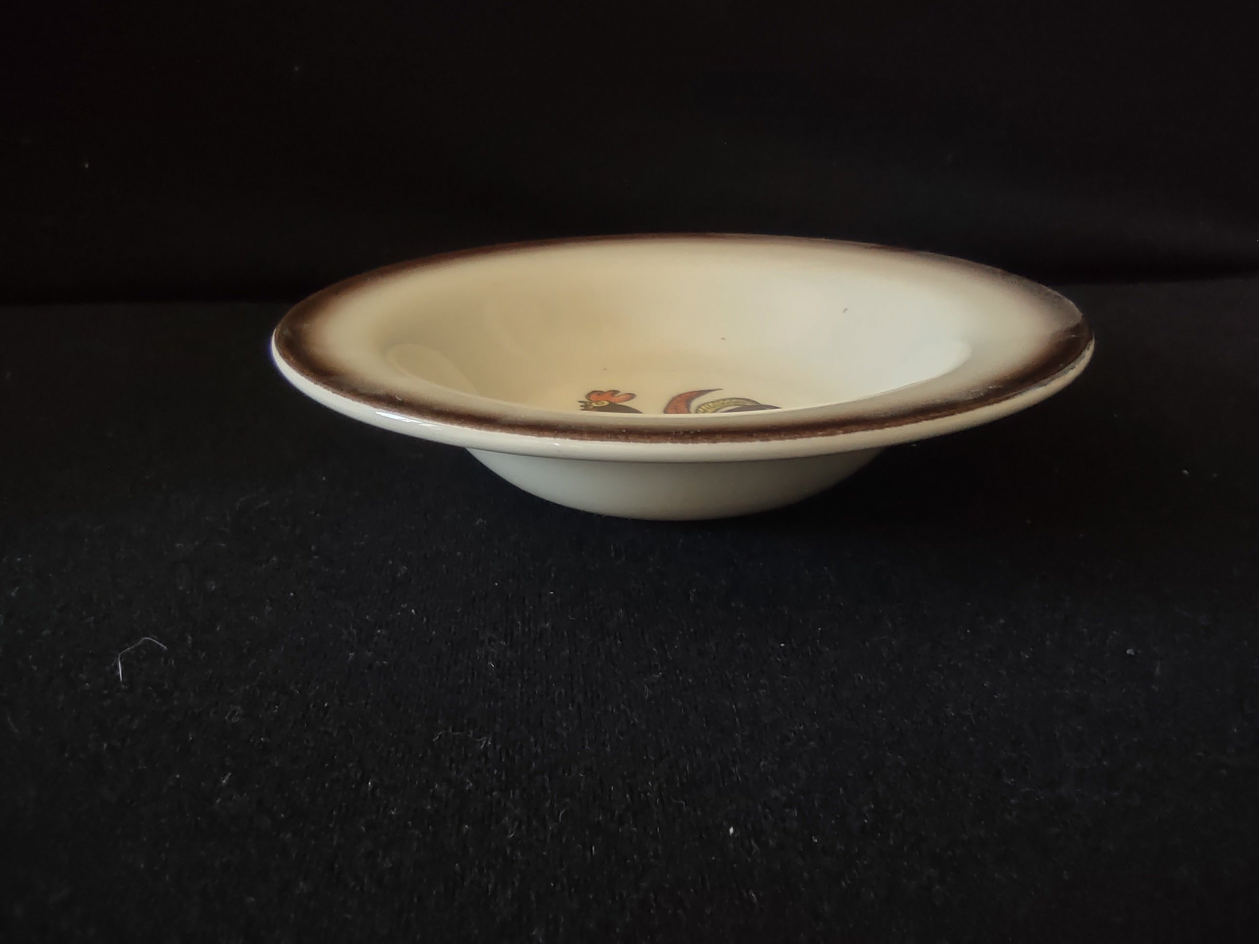 Vintage Metlox Poppytrail Red Rooster Berry Bowls Set of 4 Cream [6570]