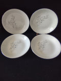 Vintage Kenmark China Teal Floral Pasta Bowls Set of 4 Platinum Rim [6574]