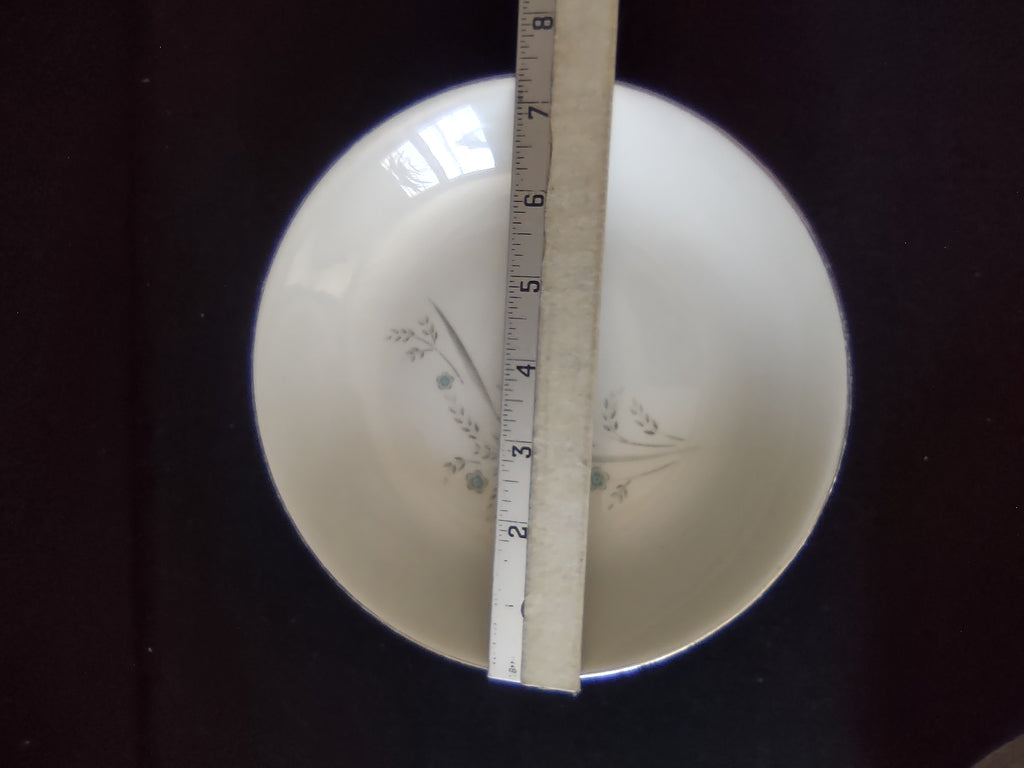 Vintage Kenmark China Teal Floral Pasta Bowls Set of 4 Platinum Rim [6574]