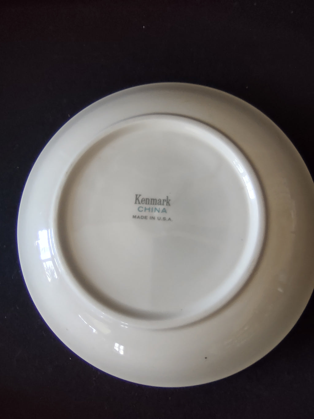 Vintage Kenmark China Teal Floral Pasta Bowls Set of 4 Platinum Rim [6574]