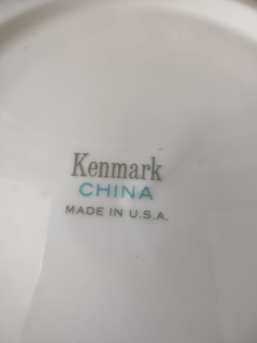 Vintage Kenmark China Teal Floral Pasta Bowls Set of 4 Platinum Rim [6574]