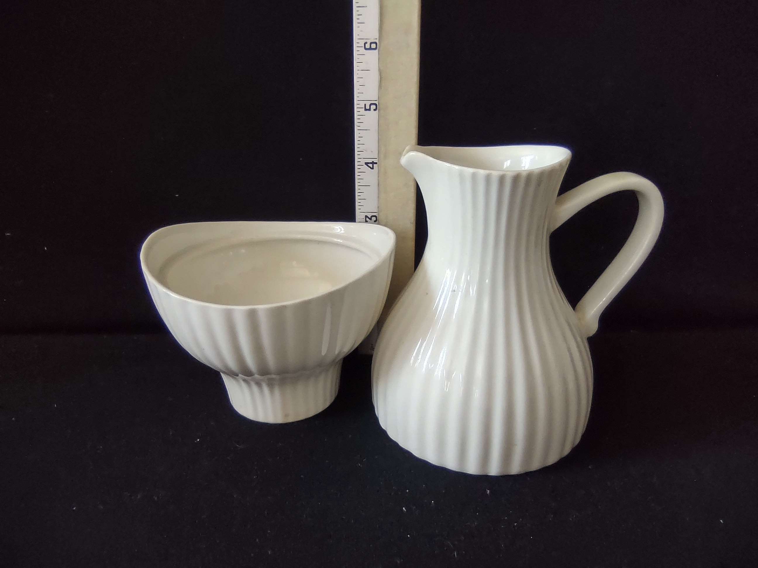 Vintage Ernest Sohn Creations Ribbed Cream & Sugar Set No Lid [6575]