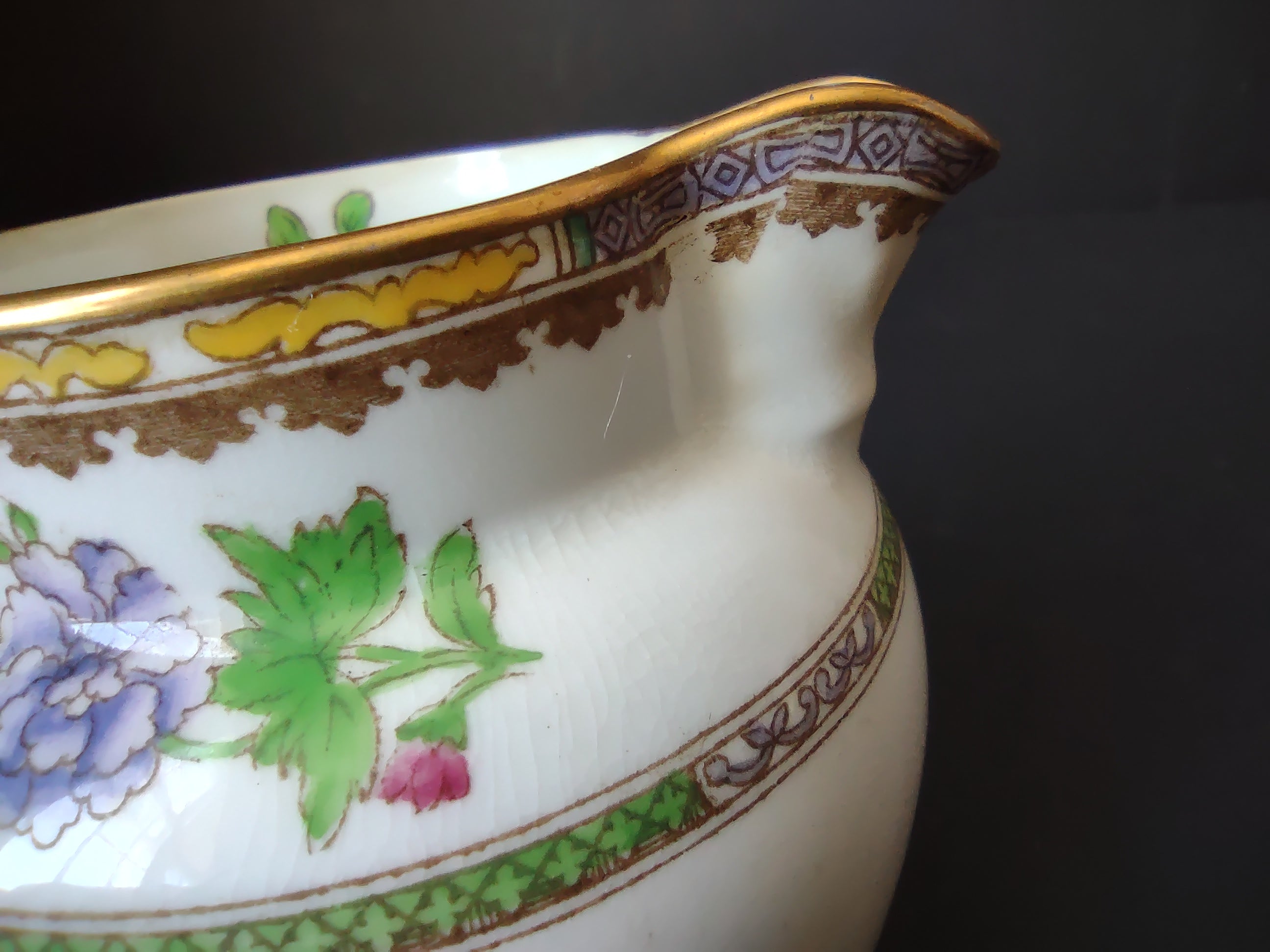Vintage Spode Old Bow Cream Pitcher Floral Chinoiserie [6632]